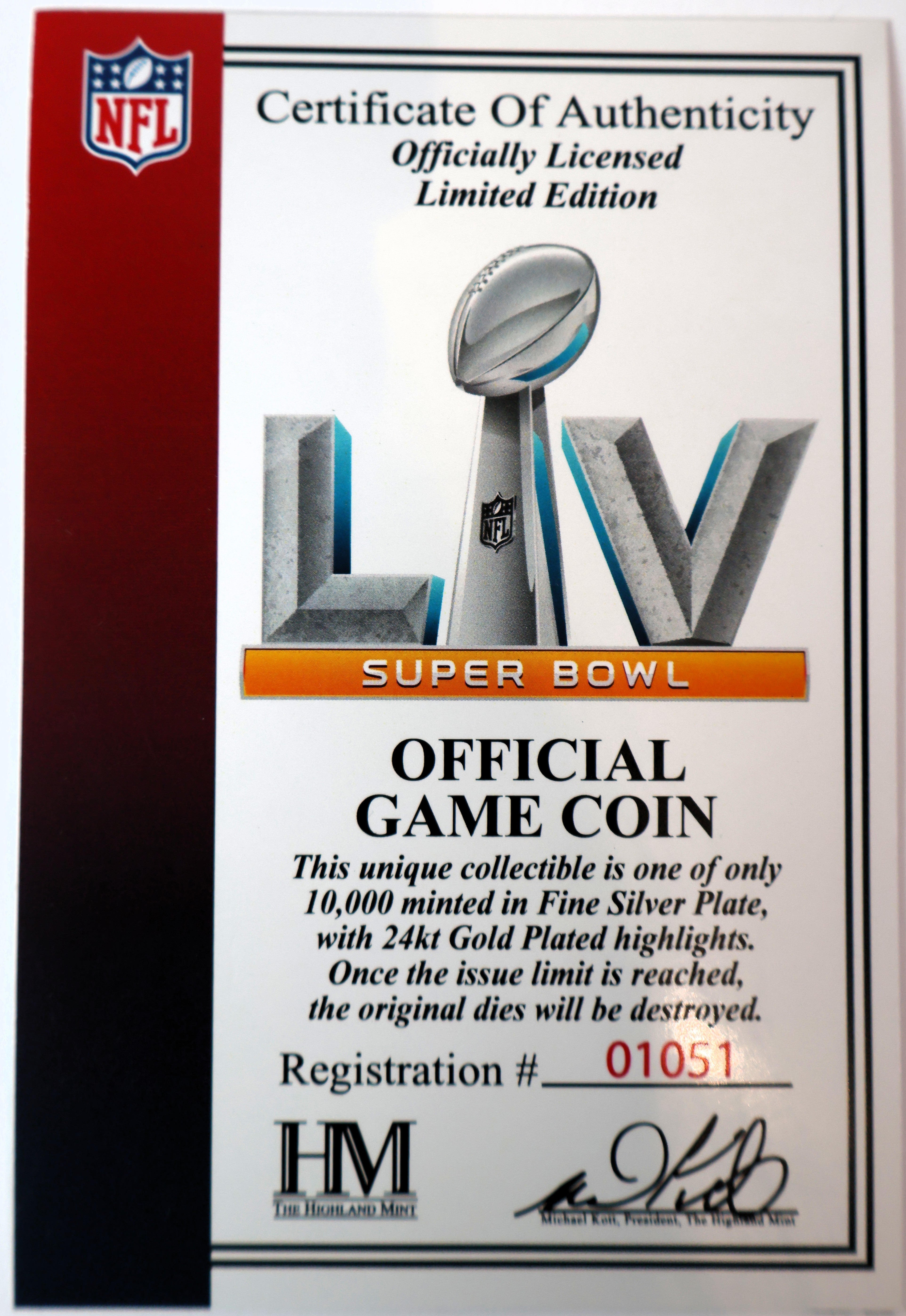 Highland Mint Oficial Game Coin Book 6.5"x4" Super Bowl XLVIII Authenticated