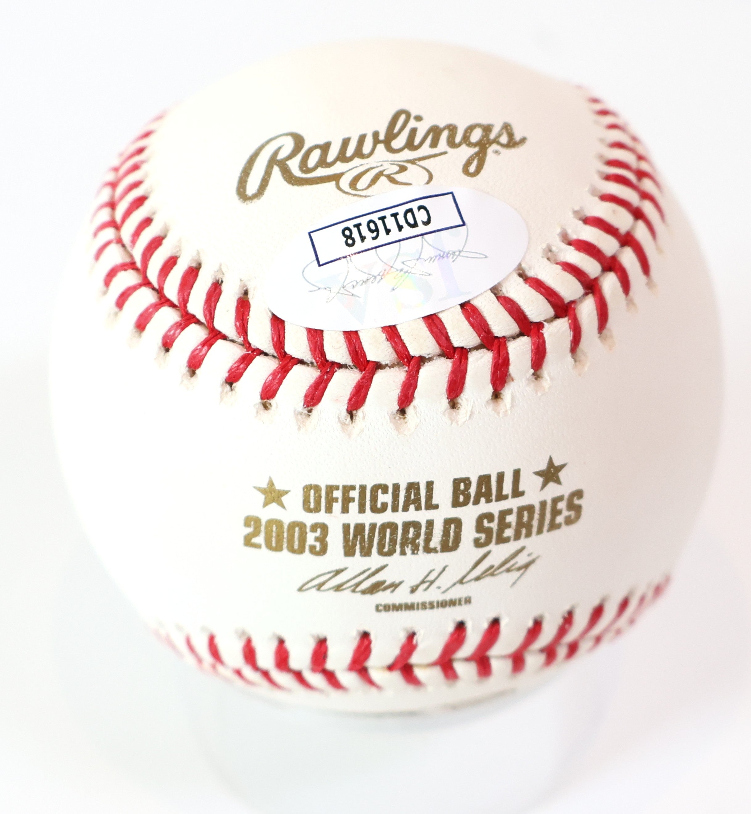 Juan Pierre Autographed Official 2003 World Series Baseball JSA COA