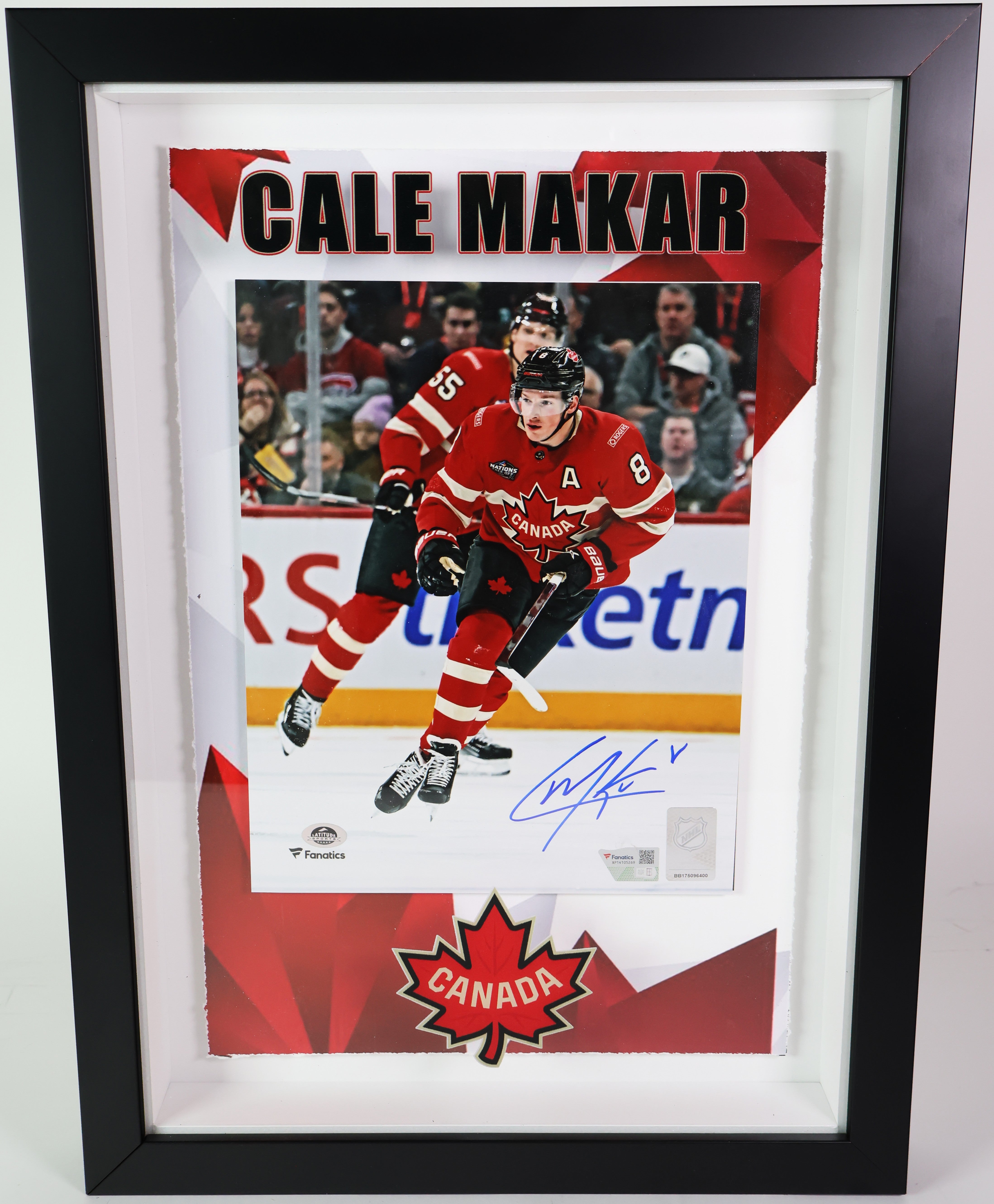 Cale Makar Autographed Four Nations Framed 8x10 Photo Fanatics COA