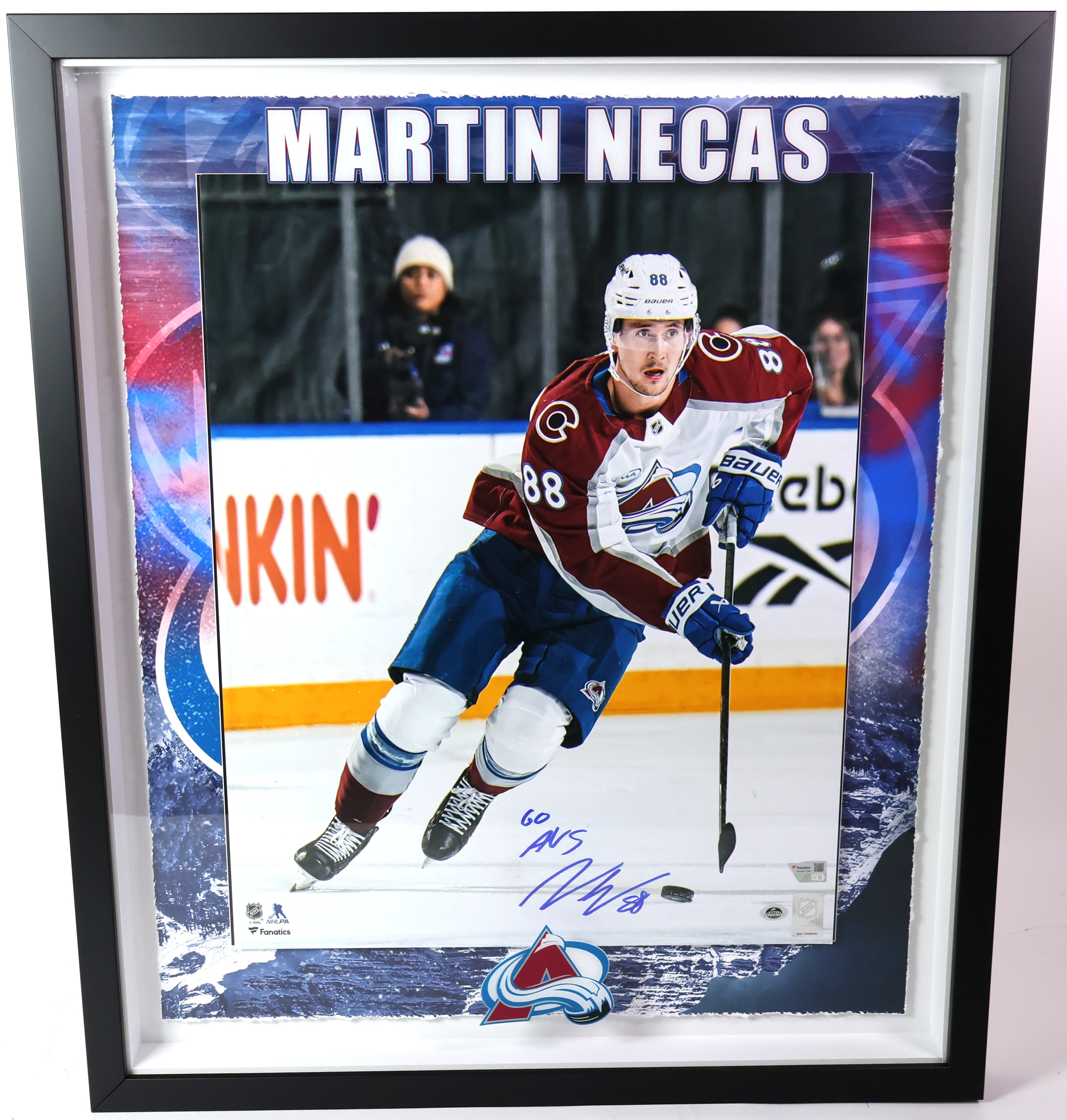 Martin Necas Autographed Inscribed "Go Avs" Framed 16x20 Photo FANATICS COA