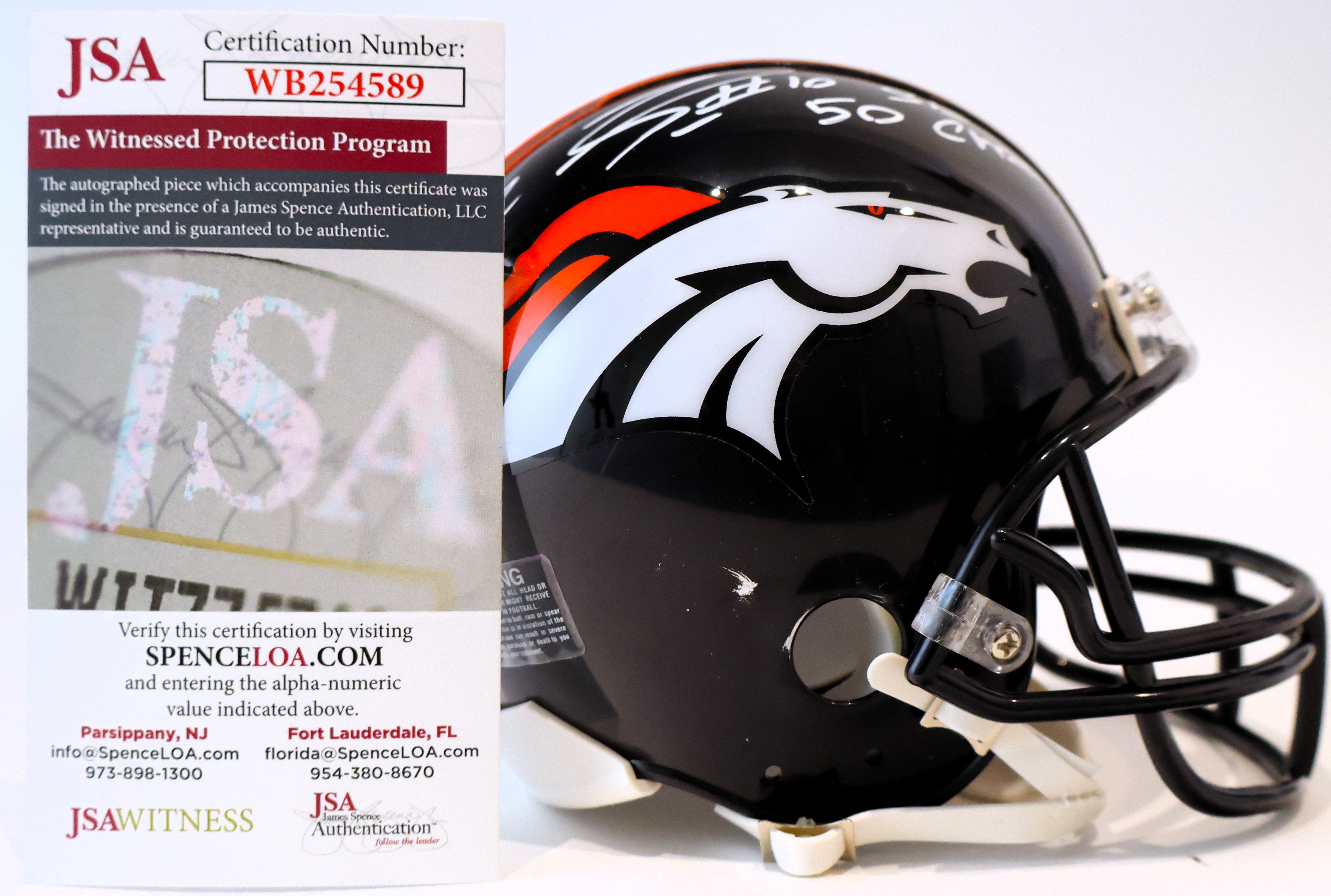 Emmanuel Sanders Autographed Mini Helmet Inscribed "SB 50 Champs!" JSA COA