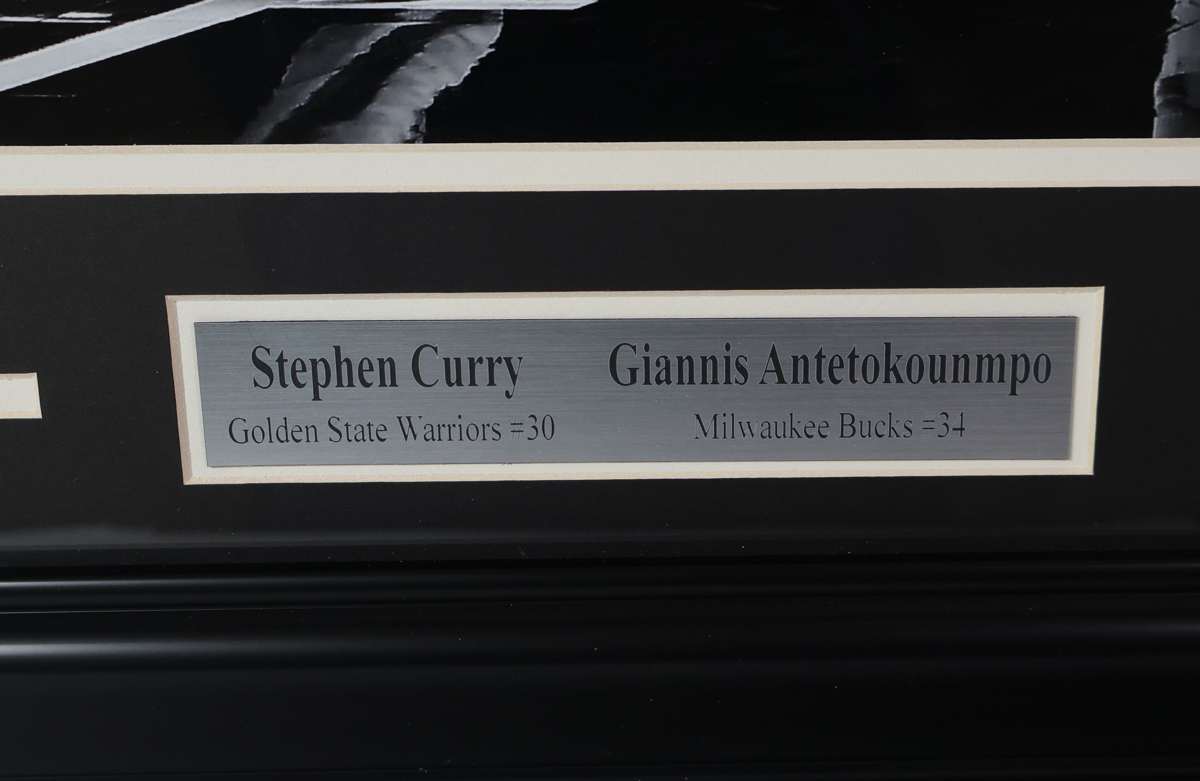 Stephen Curry and Giannis Antetokounmpo Double Autographed 16x20 Photo Framed Beckett LOA