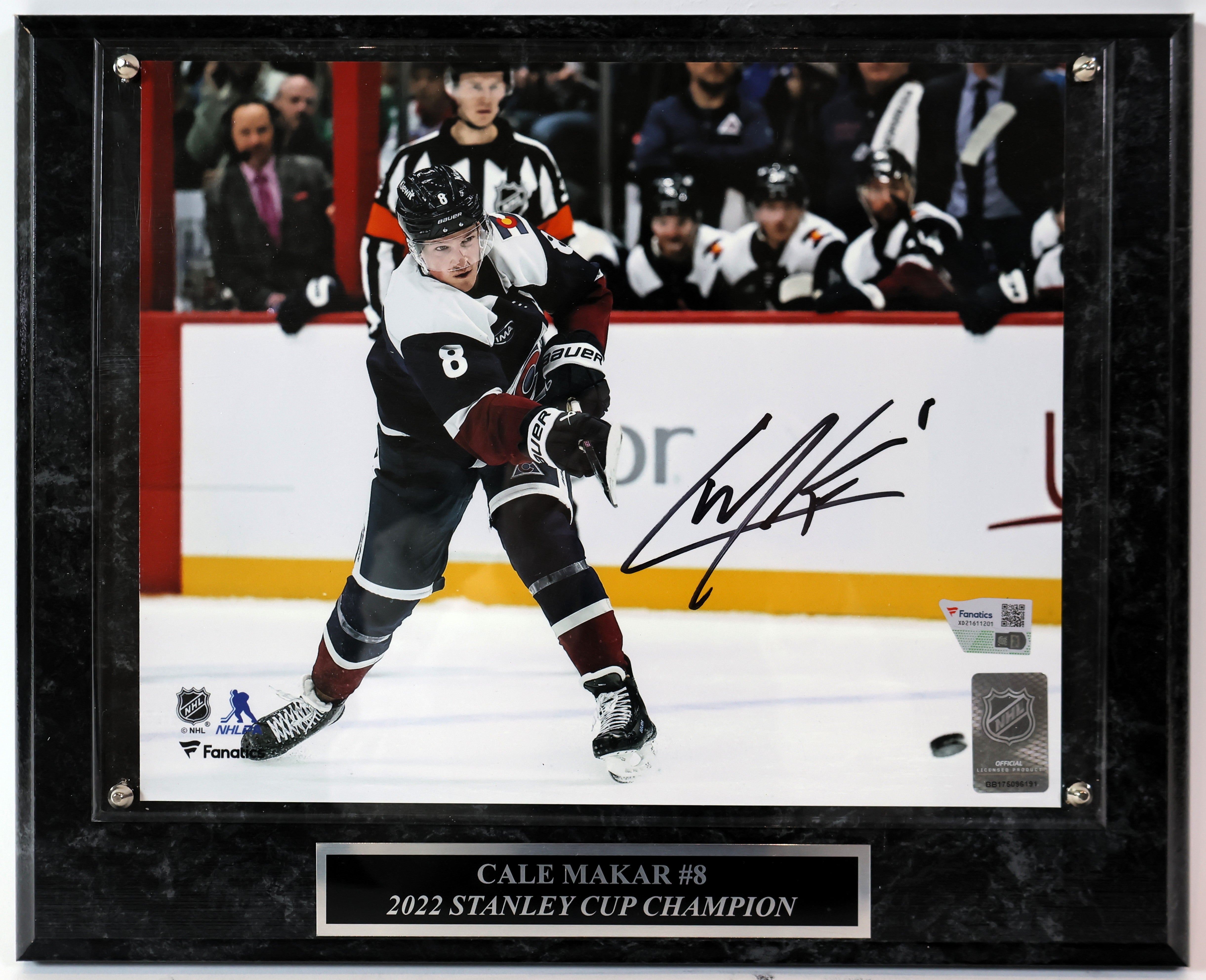 Cale Makar Autographed 8x10 Photo with Plaque Fanatics COA