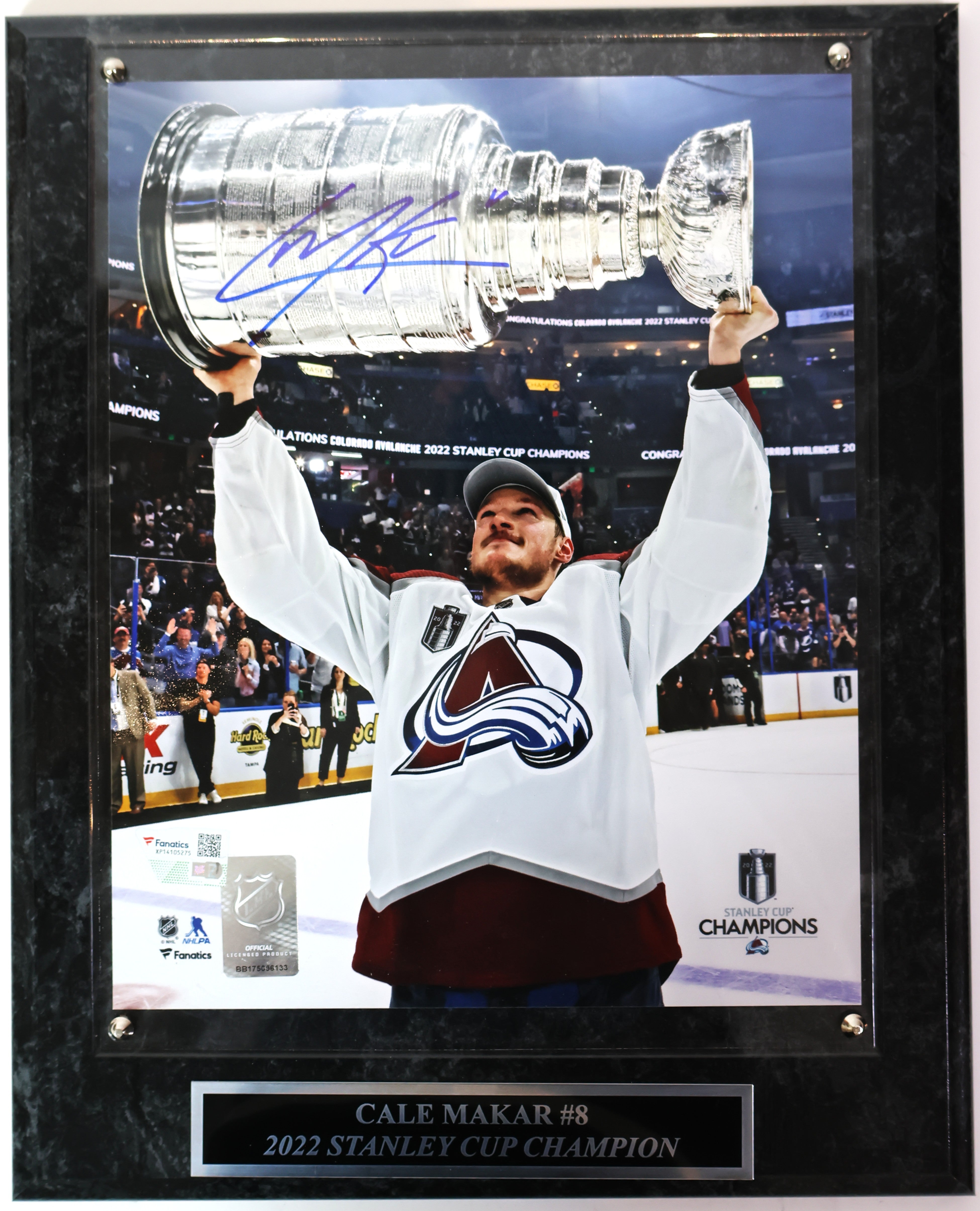 Cale Makar Autographed Stanley Cup 8x10 Plaque w/ Blue Ink