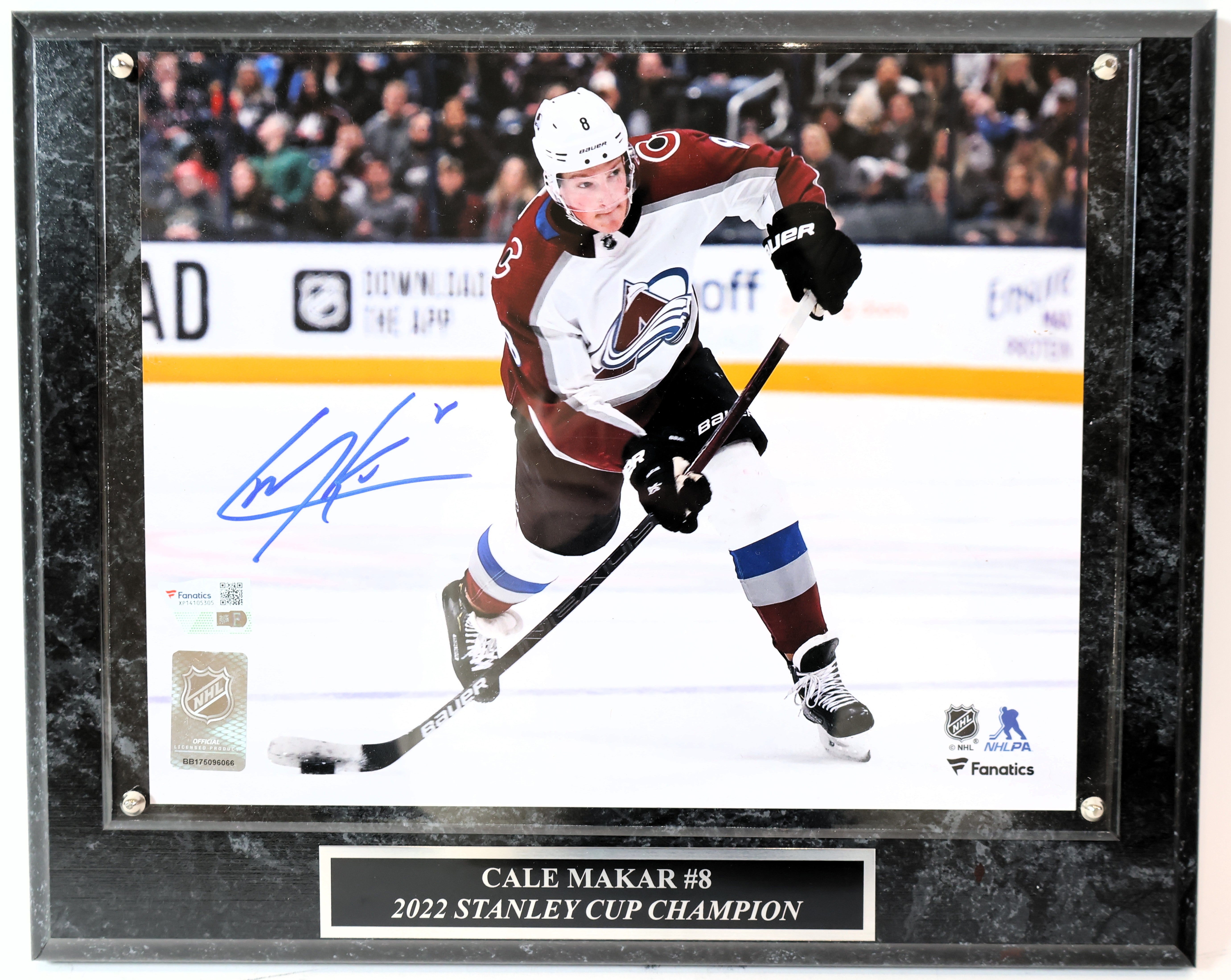 Cale Makar Autographed 8x10 Photo with Plaque Fanatics COA