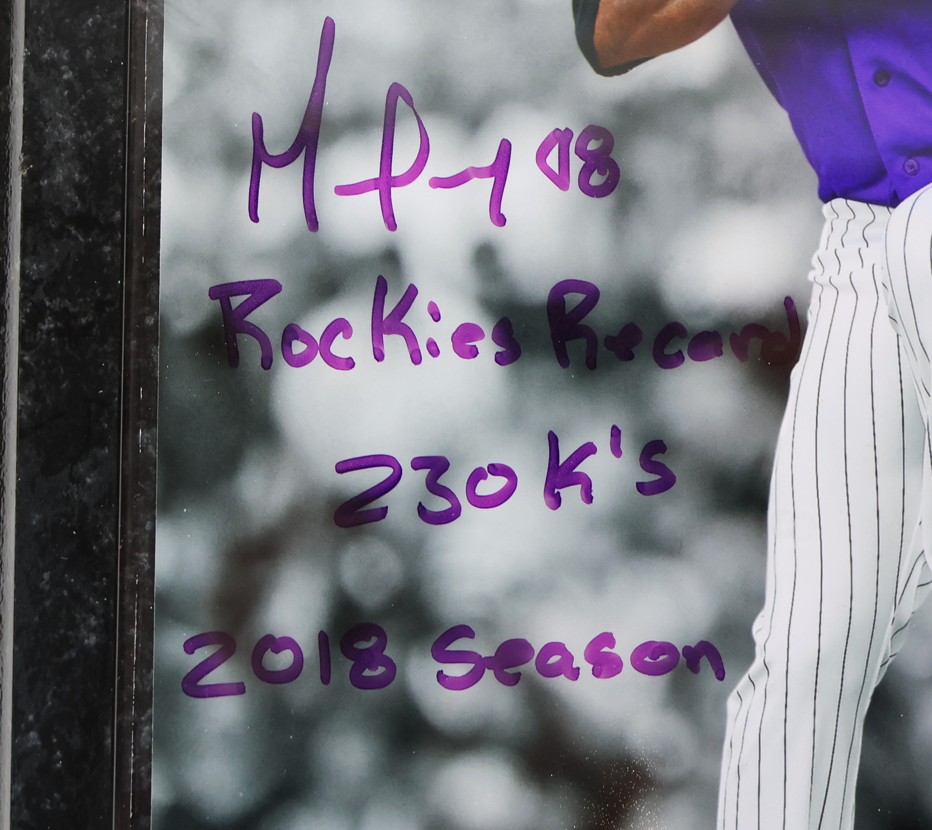 German Marquez Autographed Inscribed 8x10 with Plaque JSA COA