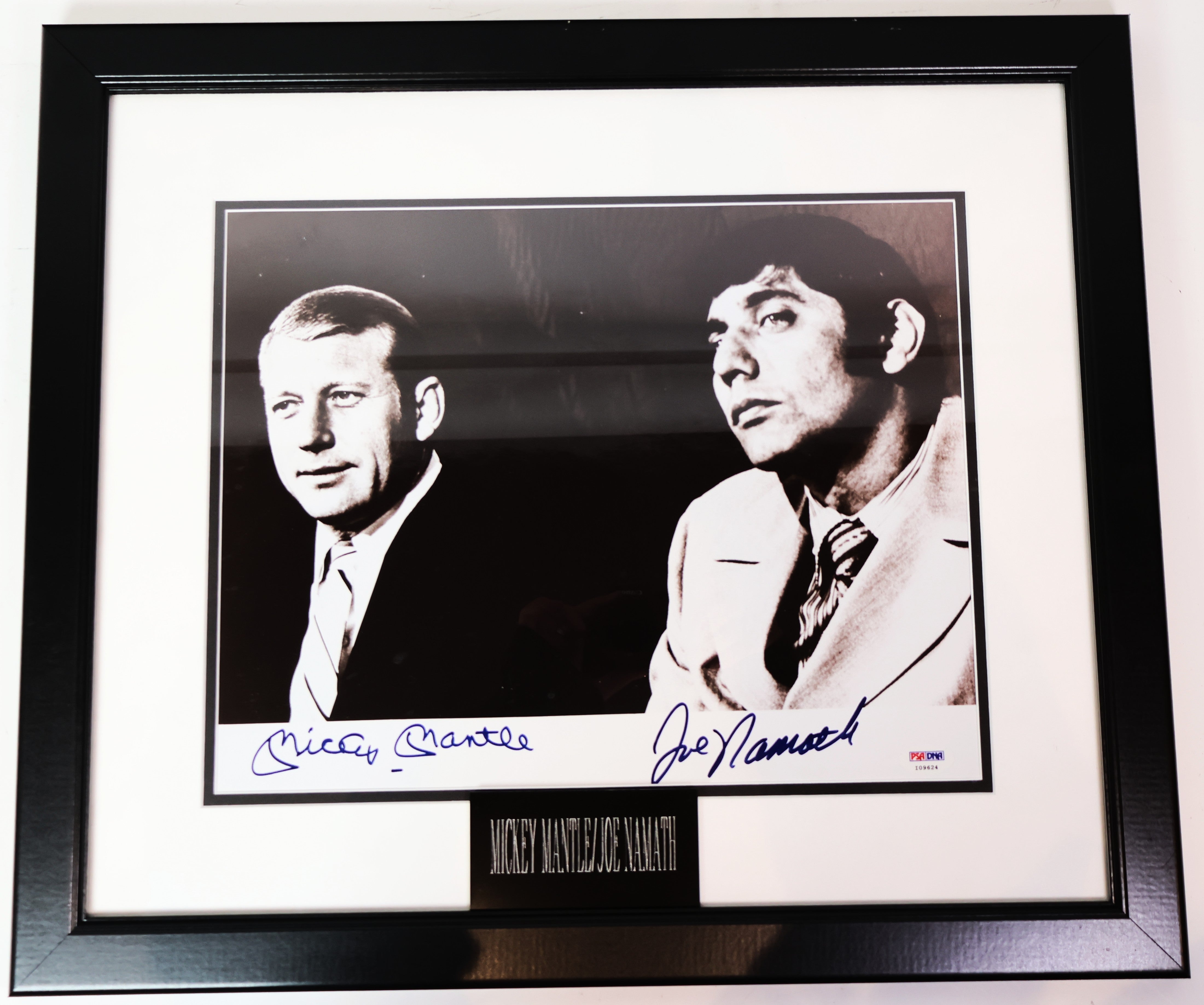 Mickey Mantle & Joe Namath Autographed B/W 8x10 Photo PSA/DNA COA