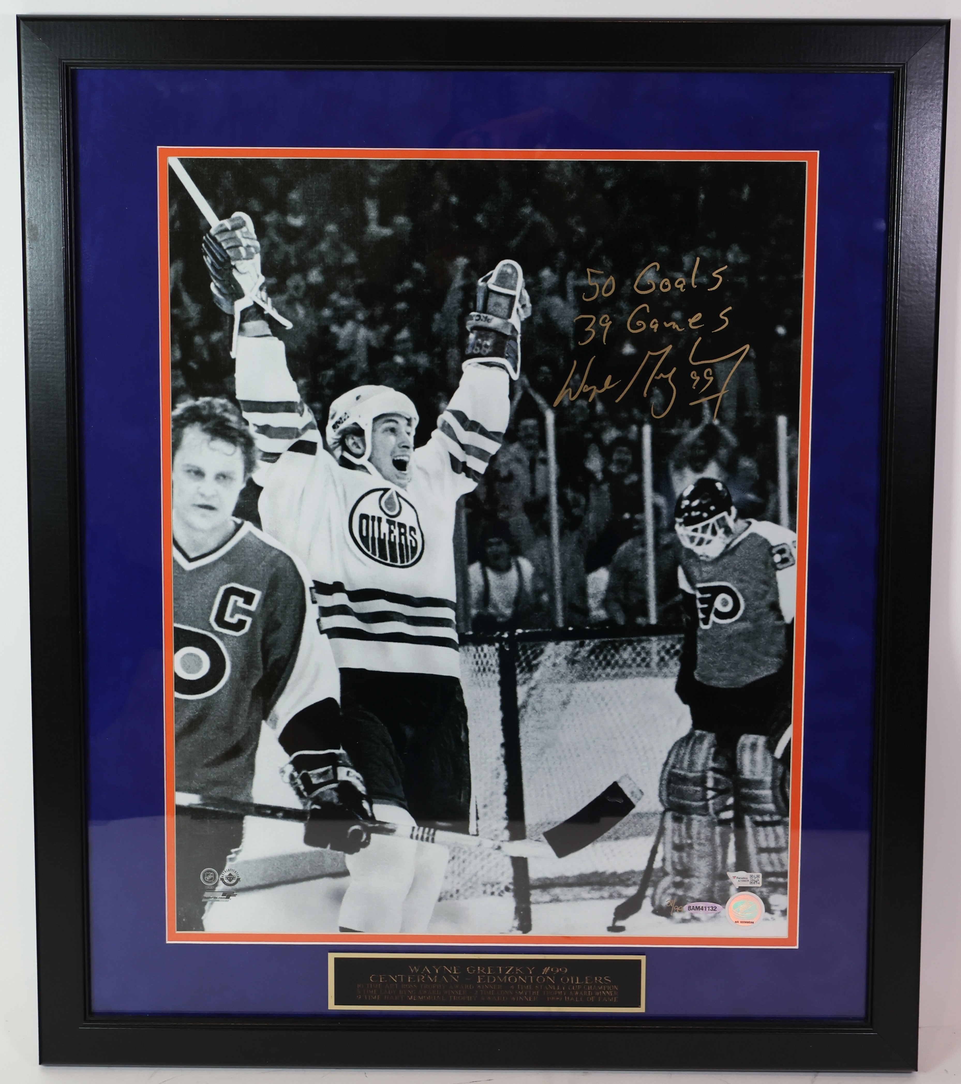 Wayne Gretzky Autographed Oilers 16x20 Inscribed "50 Goals 39 Games" UDA COA