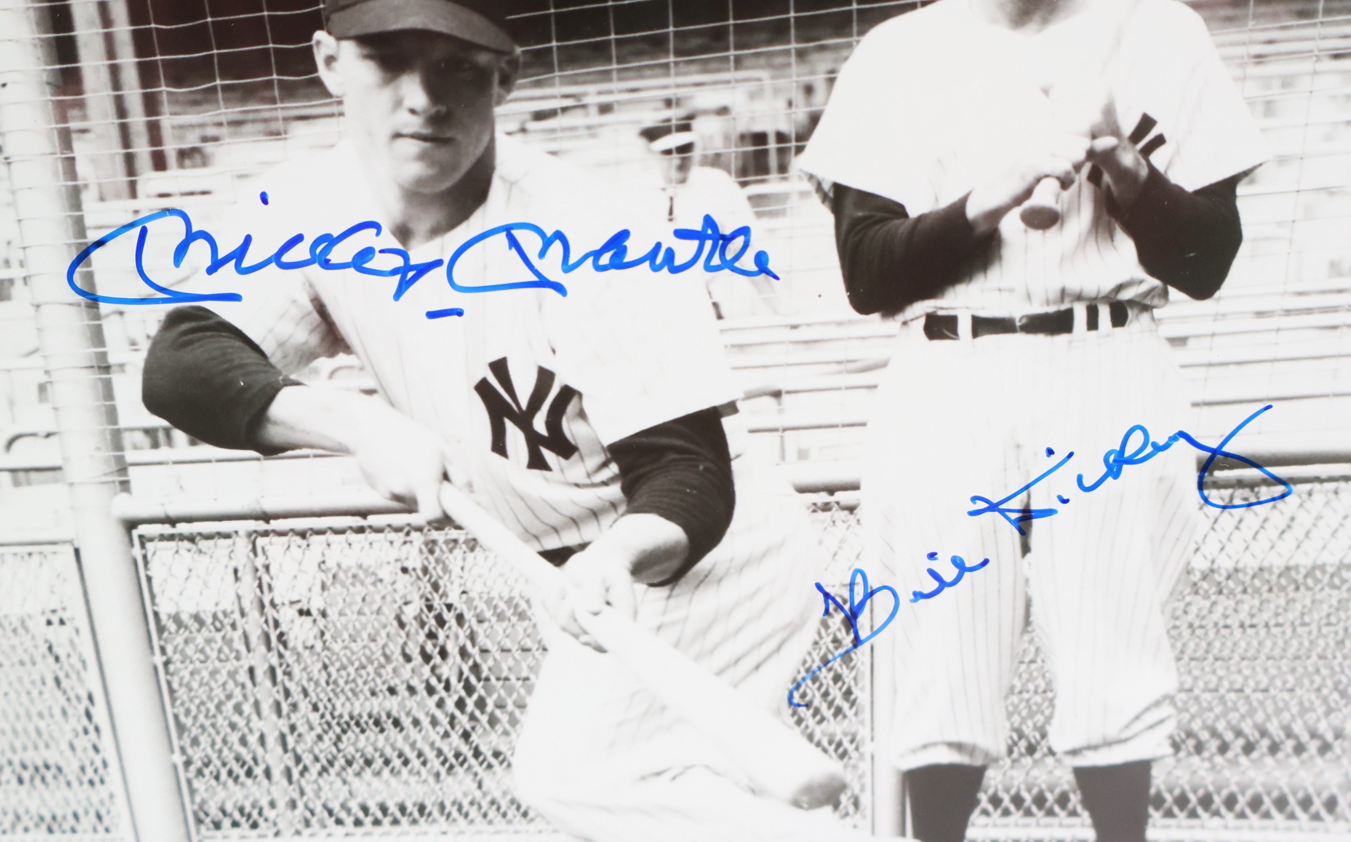 Mickey Mantle, Bill Dickey Autographed 8x10 Framed Photo Beckett COA