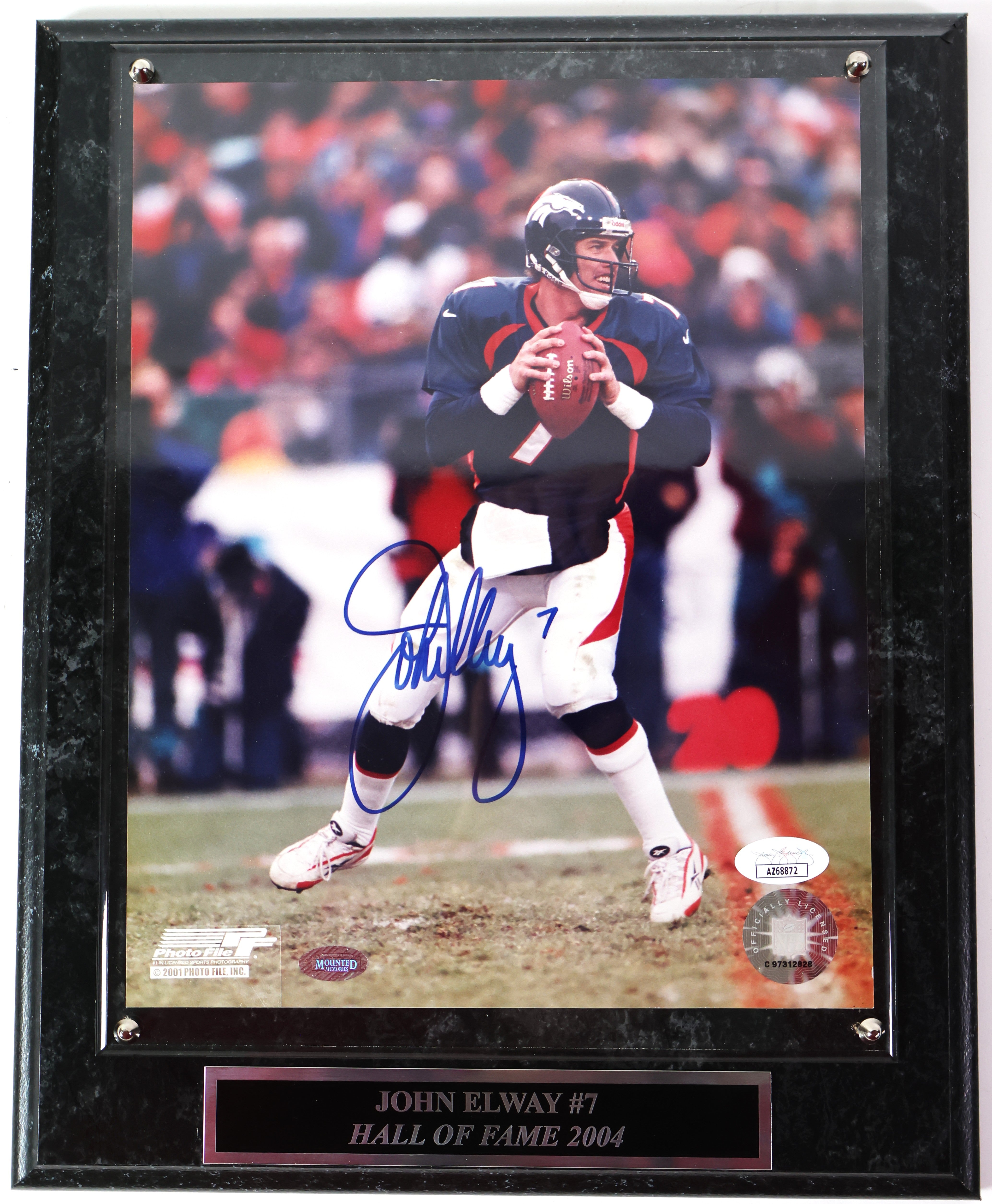 John Elway #7 Autographed Photo with Plaque