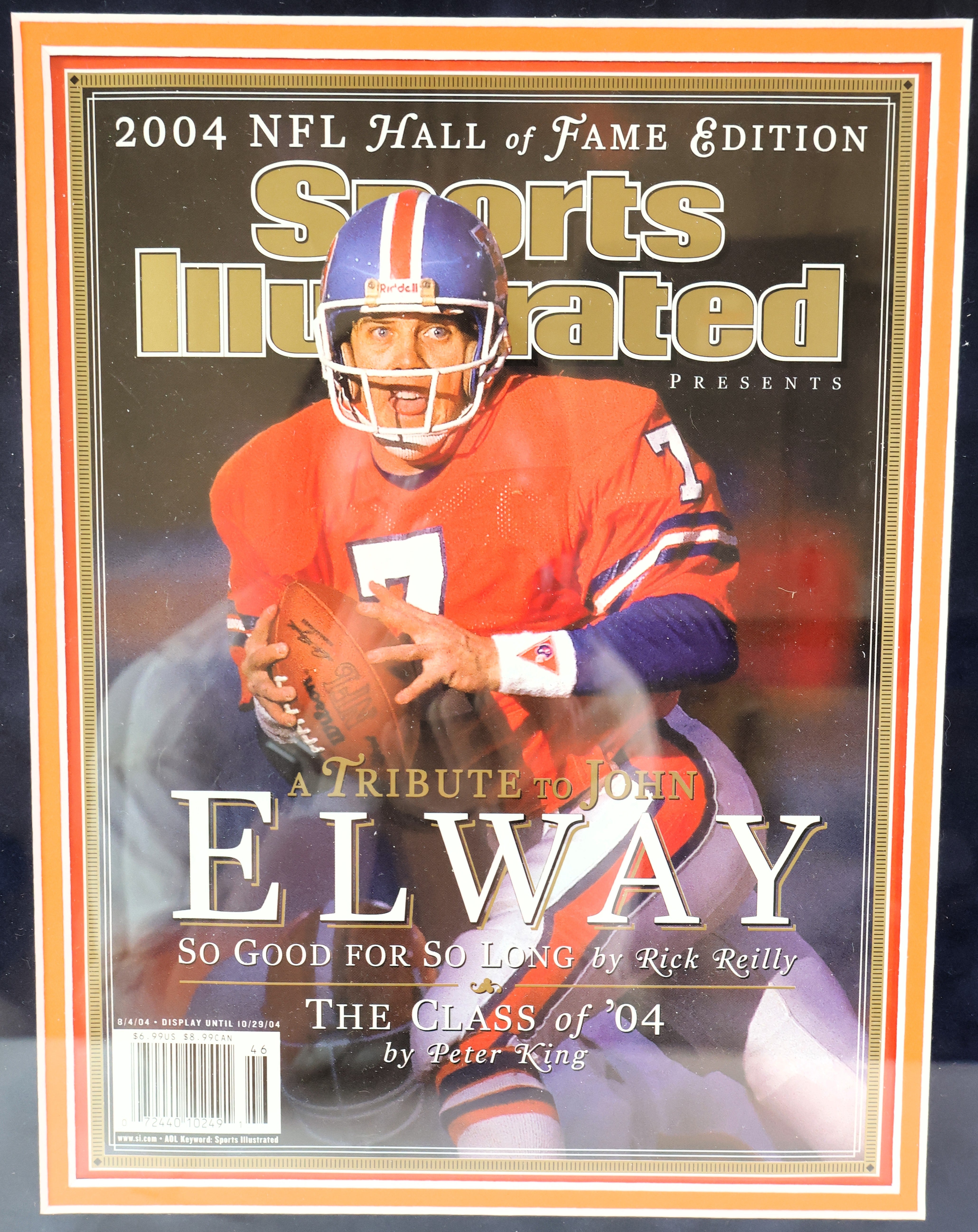 John Elway Autographed 8x10 Art with 2 unsigned Sports Illustrateds Beckett COA