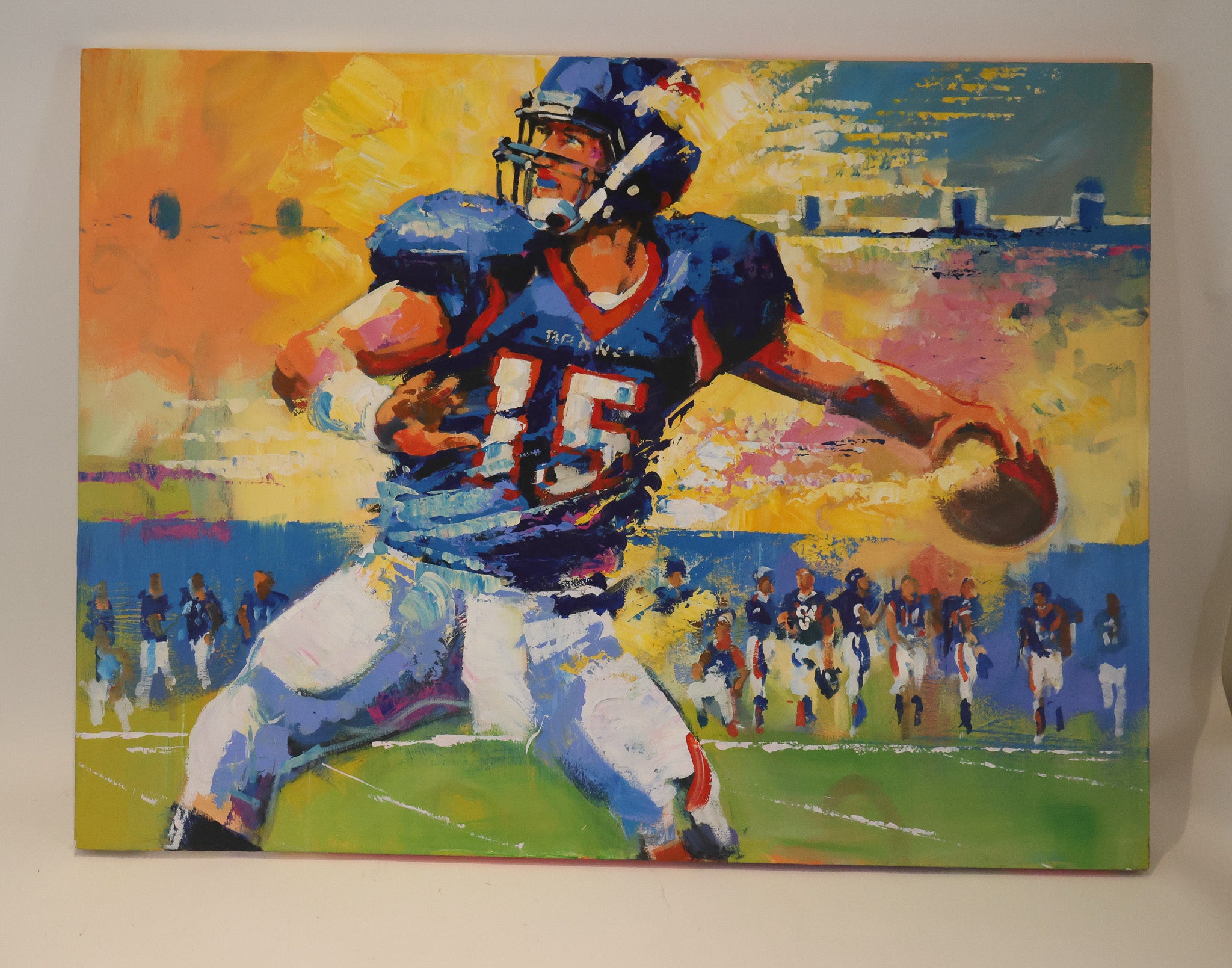 Tim Tebow Denver Broncos giclee on canvas by Malcom Farley Horizontal