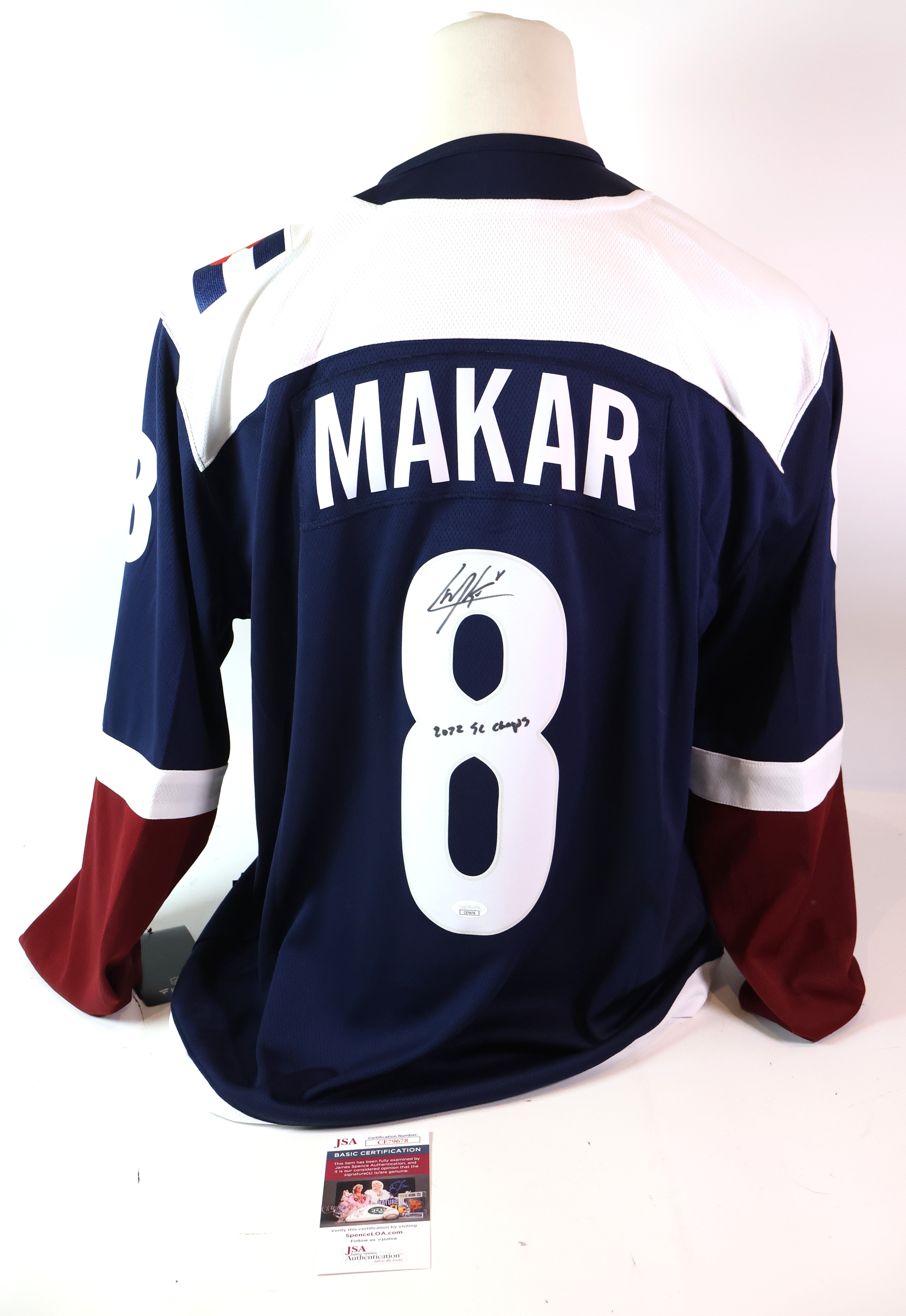 Cale Makar Autographed Breakaway Jersey Inscribed "2022 SC Champs" JSA COA