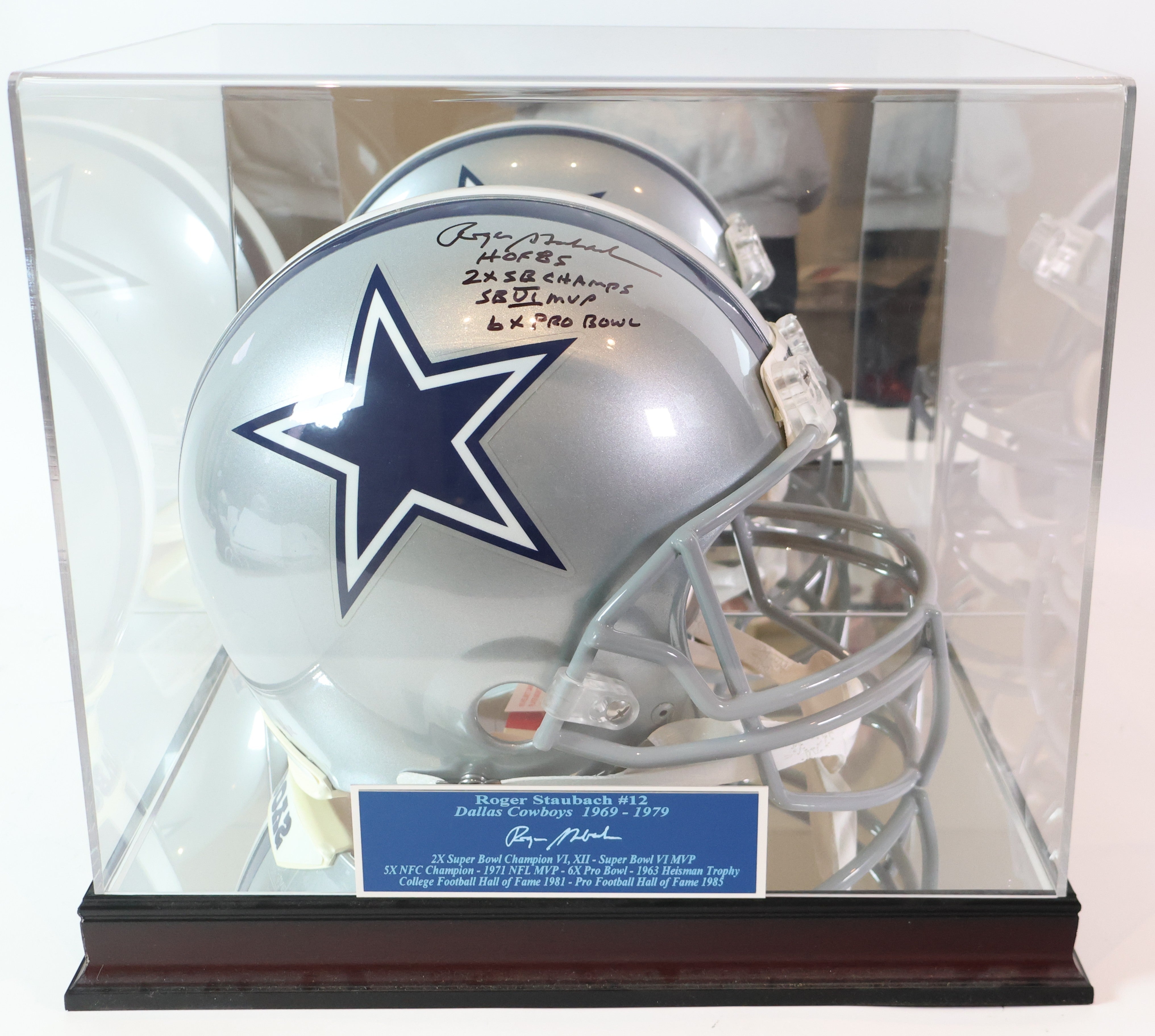 Roger Staubach Autographed/4X Inscribed Dallas Cowboys Pro Helmet w/case Fanatics COA