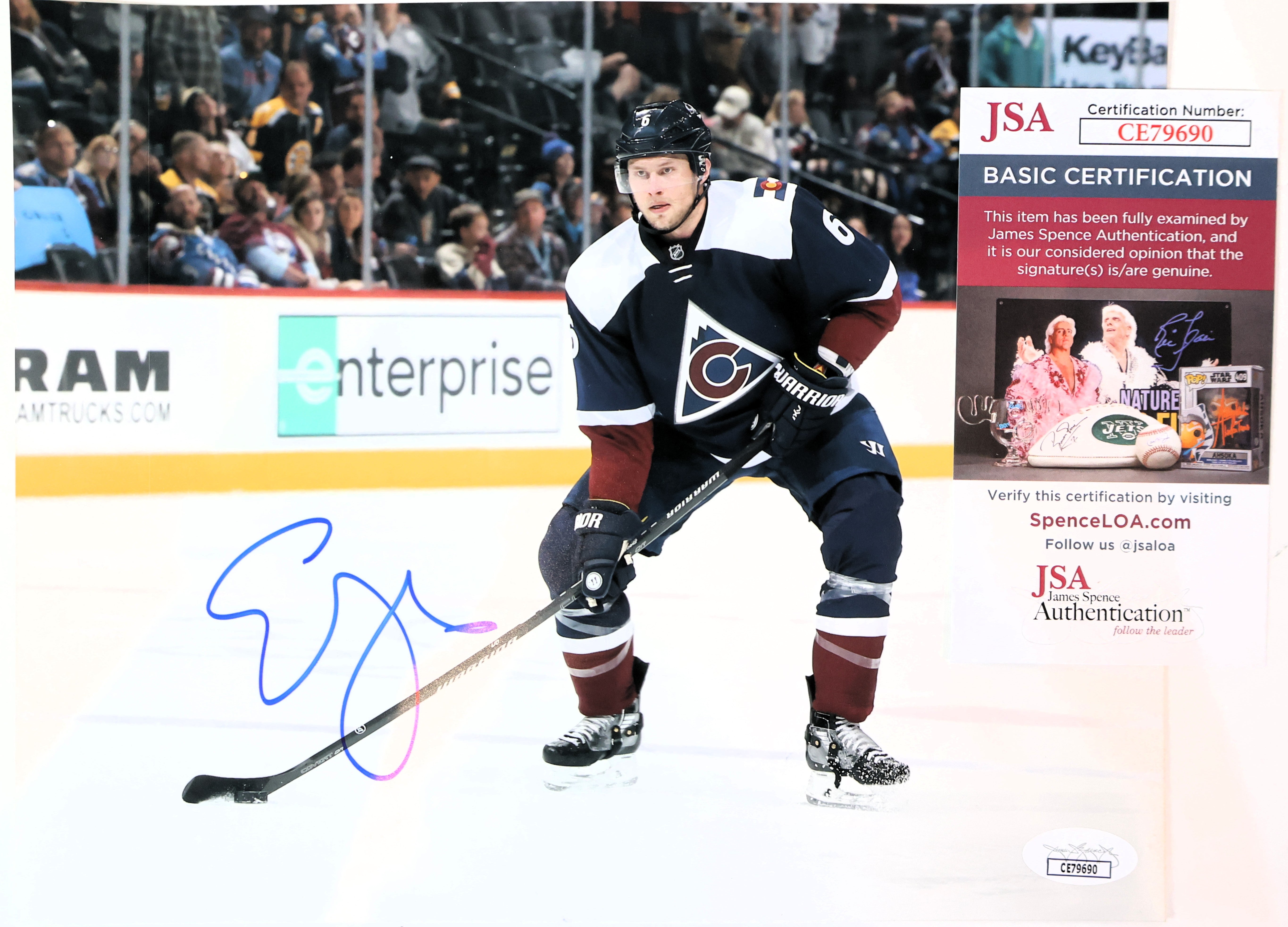 Erik Johnson Autographed 8x10 Photo JSA COA