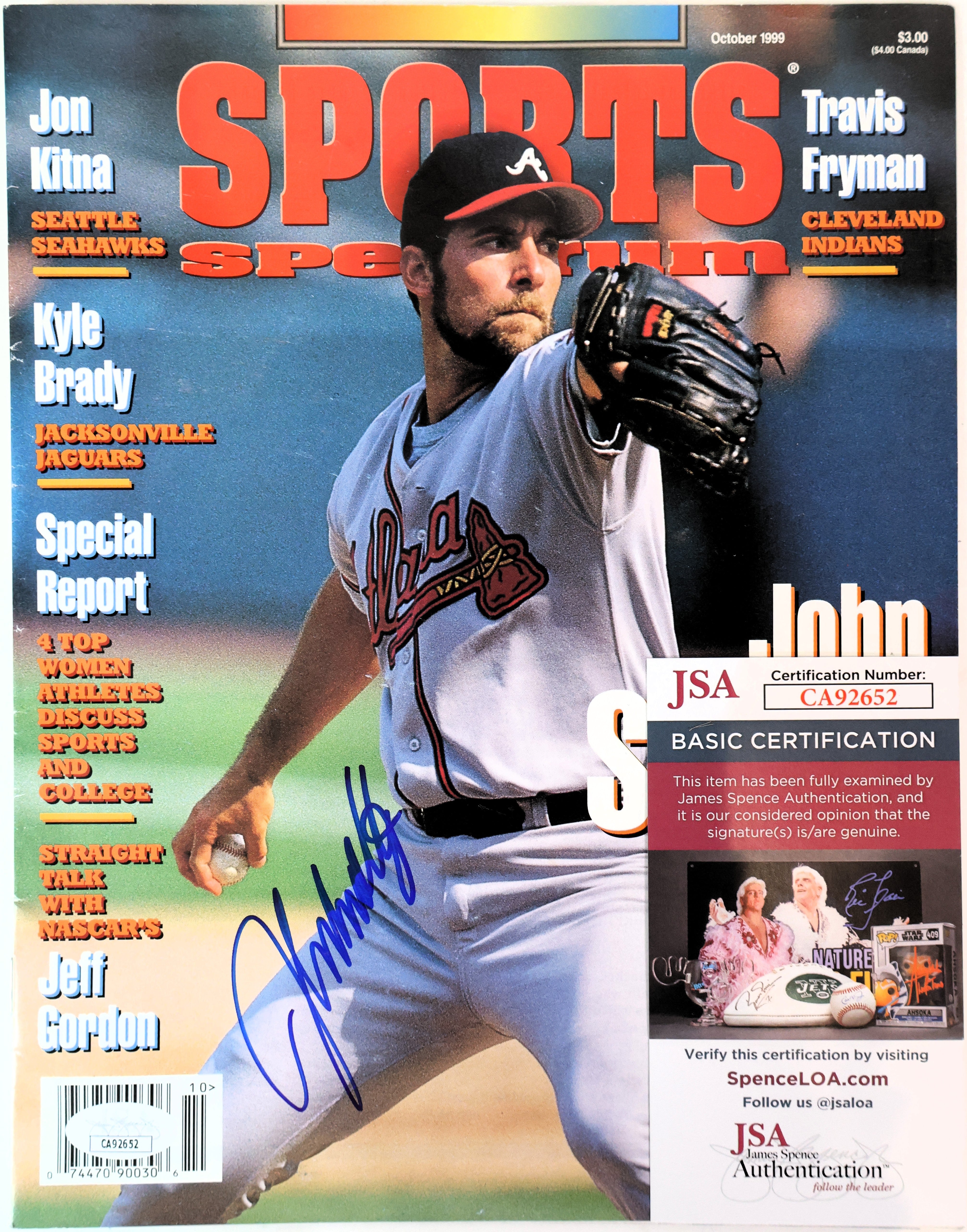 John Smoltz Autographed Magazine JSA COA