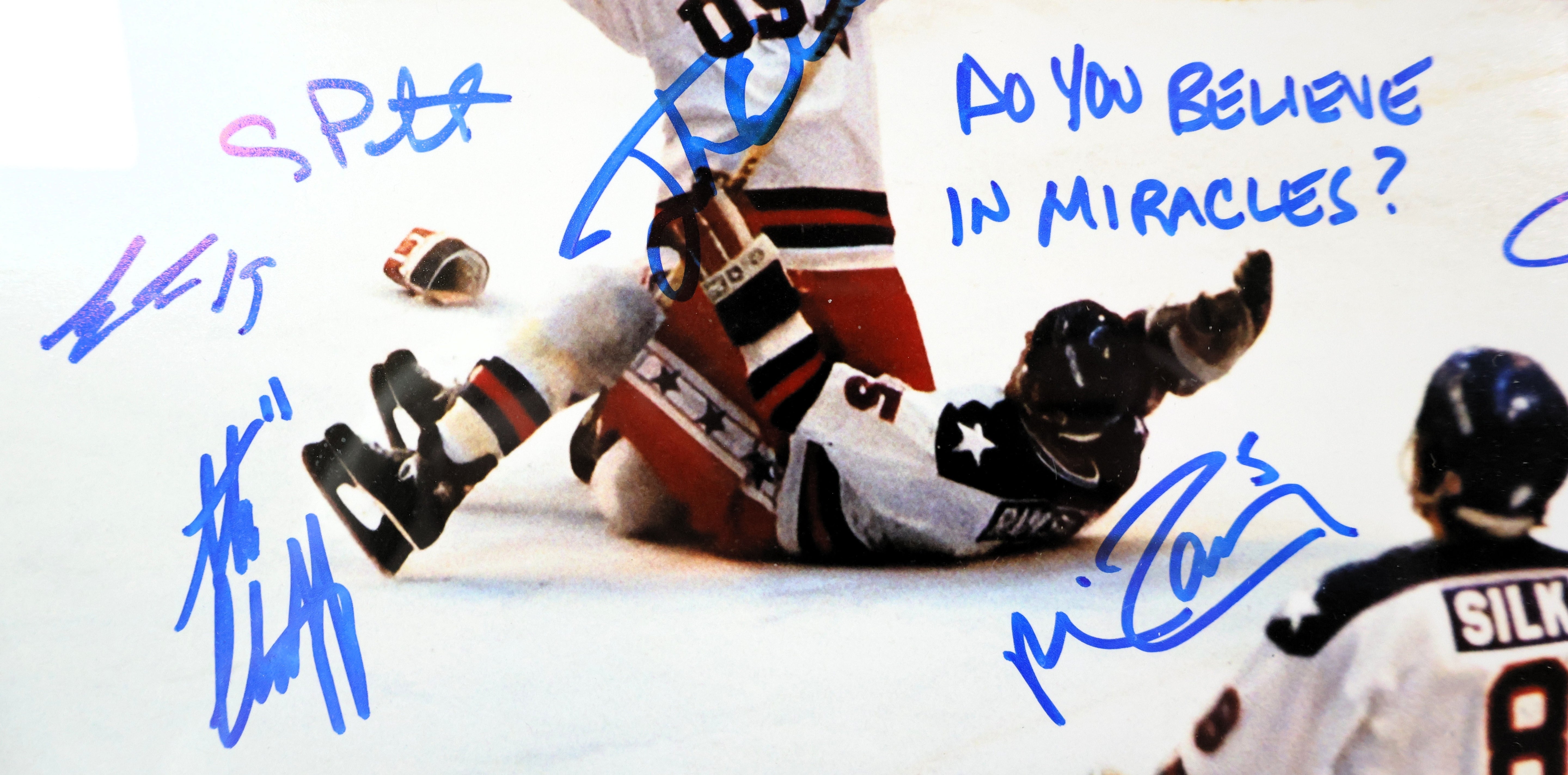 Miracle On Ice Autographed 16x20 Photo Framed Lighted Shadowbox (25.5x31.5) Beckett COA