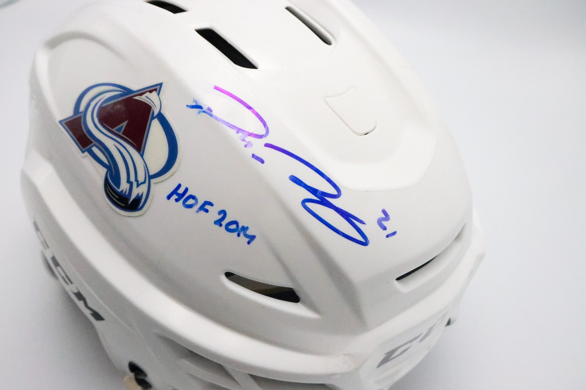 Peter Forsberg Dual-Signed Hockey Helmet with Inscriptions
