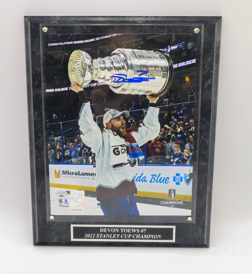 Devon Toews Autographed Colorado Avalanche 8x10 Photo With Plaque