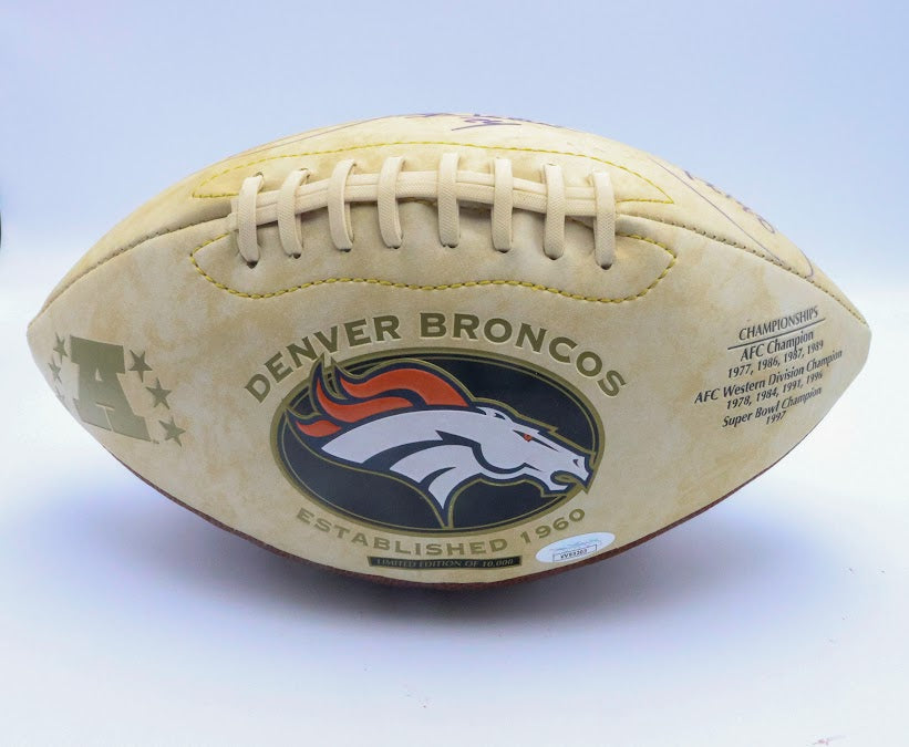 Karl Mecklenburg / Delta O'Neal autographed football JSA COA