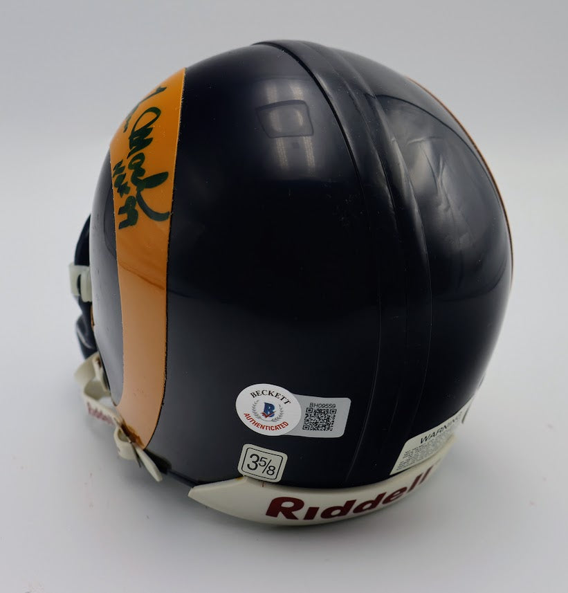 Tom Mack Autographed Los Angeles Rams Mini Helmet "HOF 99" Mini Helmet Beckett COA