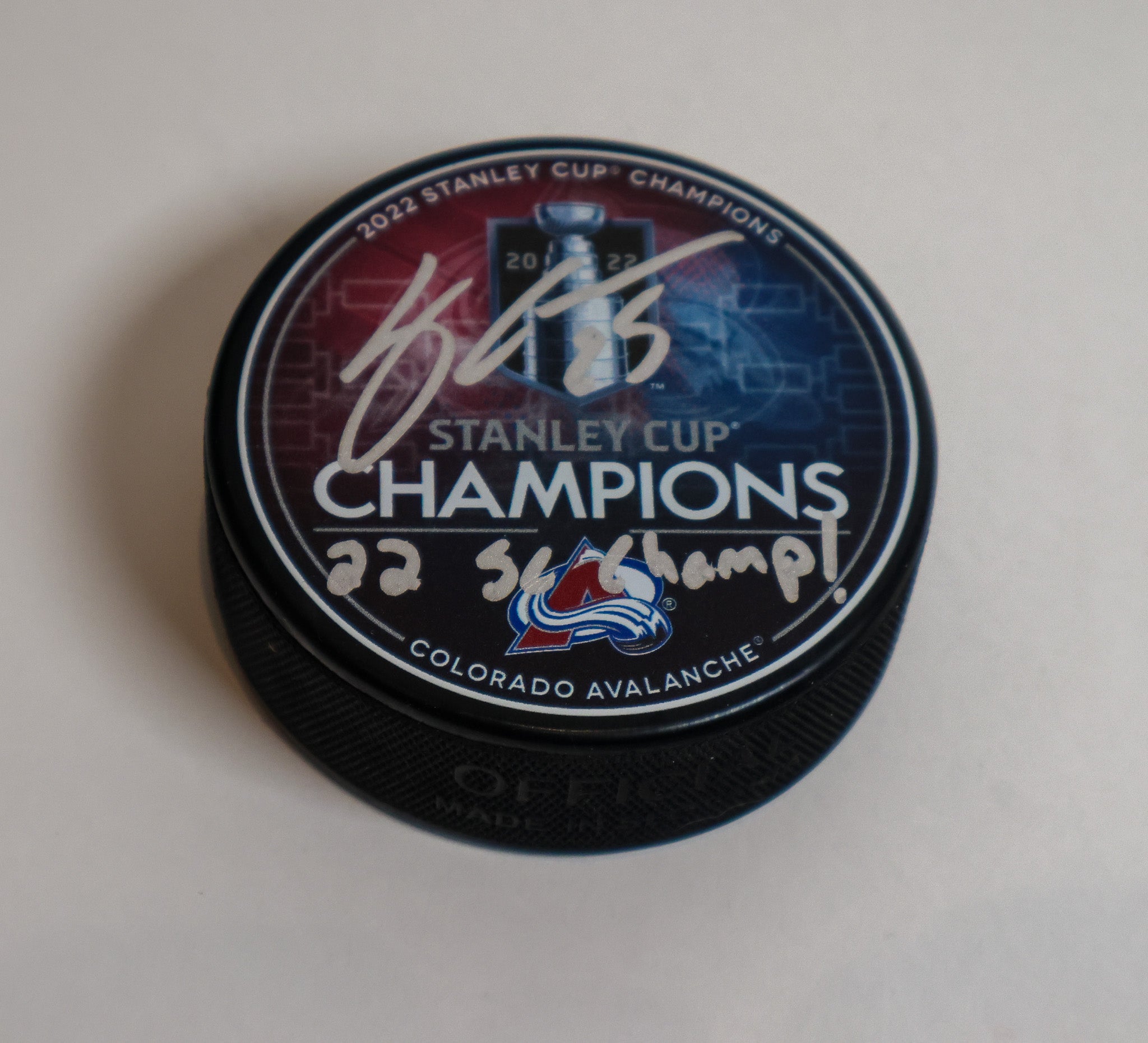 Logan O'Connor autographed Stanley Cup Puck Inscribed "22 SC Champ!"