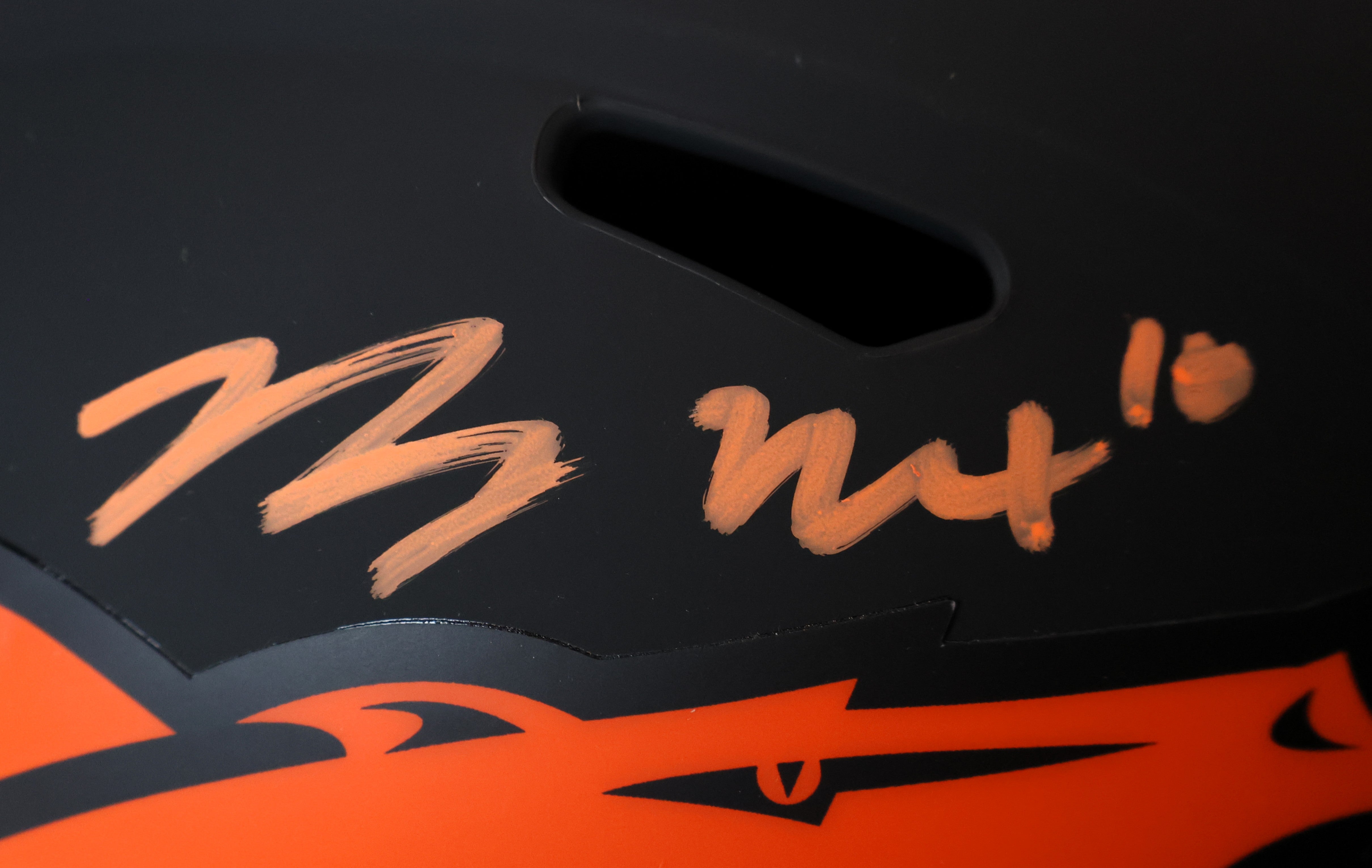 Bo Nix Autographed Denver Broncos Eclipse Speed Replica Helmet Beckett COA