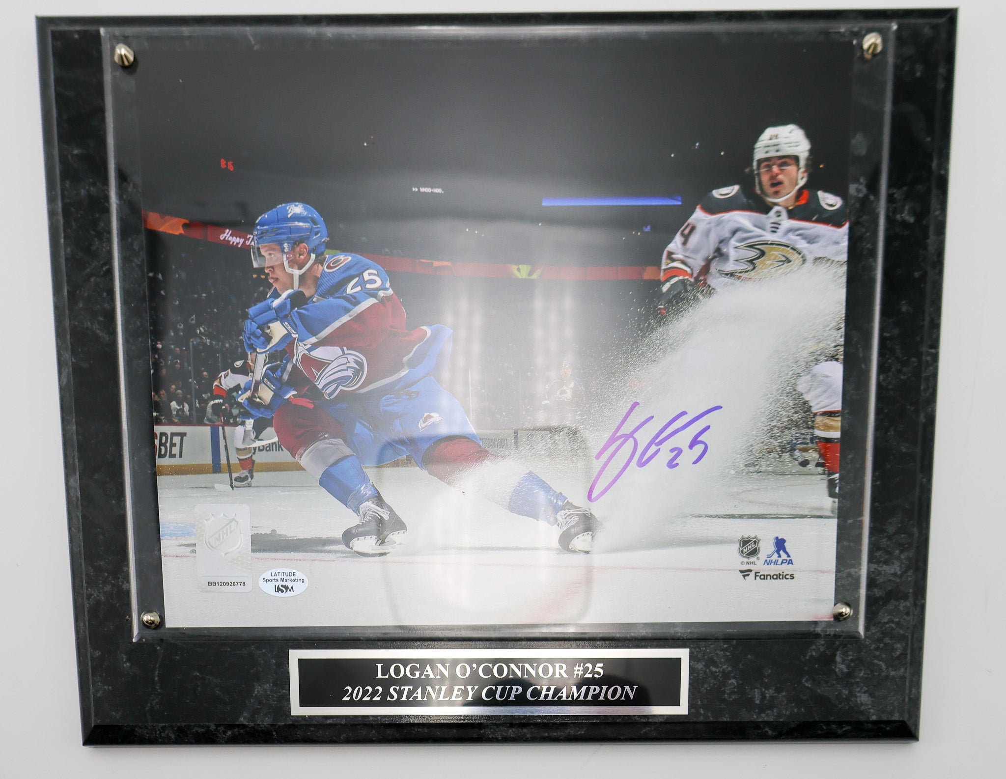 Logan O'Connor 8X10 Ice Slash Action Photo On Plaque
