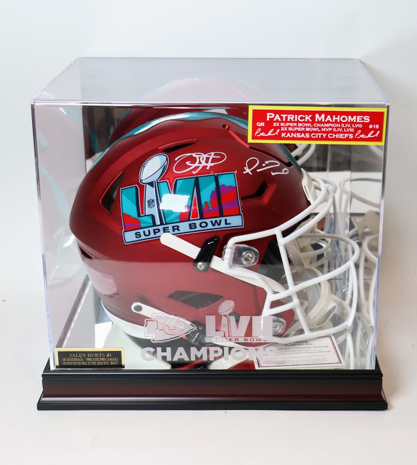 Jalen Hurts and Patrick Mahomes Autographed SB 57 Helmet w/ Case Fanatics COA