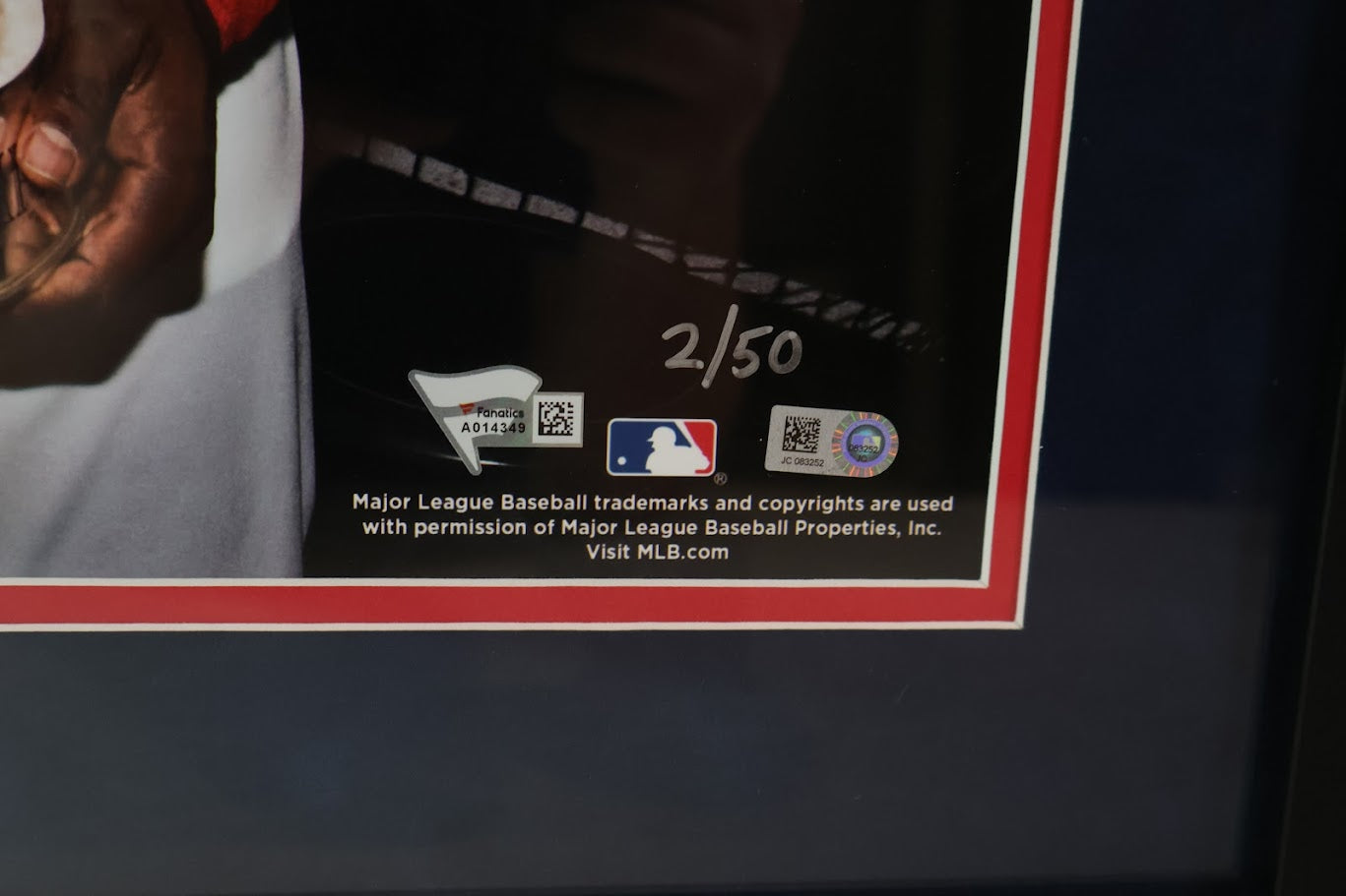 Tom Brady and David Ortiz Autographed 16x20 Photo Framed Tristar and Fanatics COA