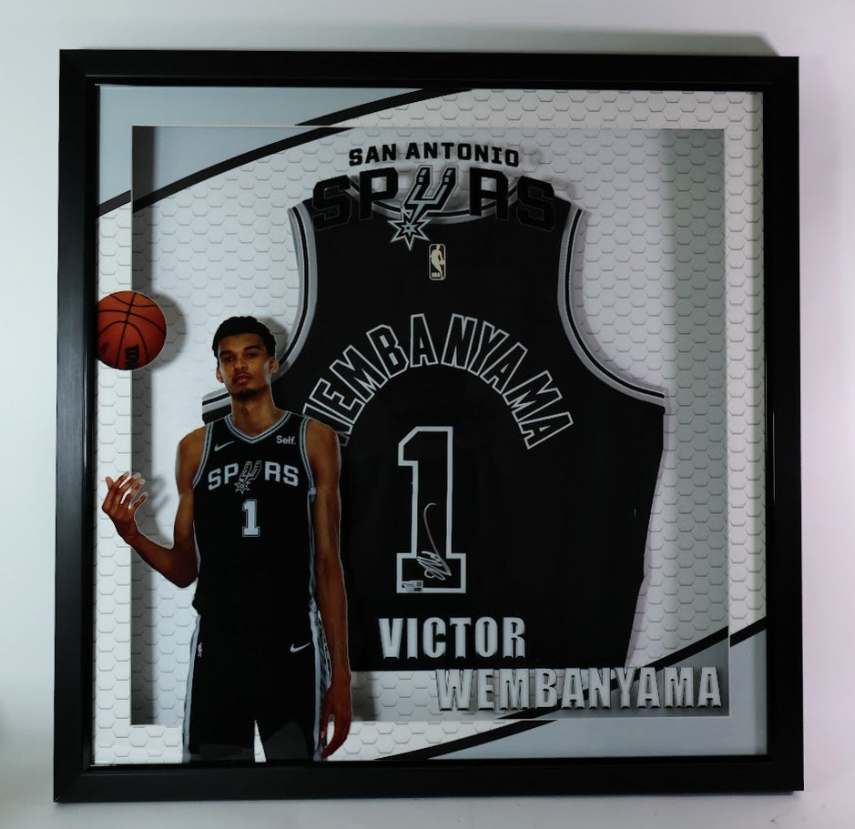 Victor Wembanyama Autographed Nike Swingman Jersey Lighted Framed Fanatics COA