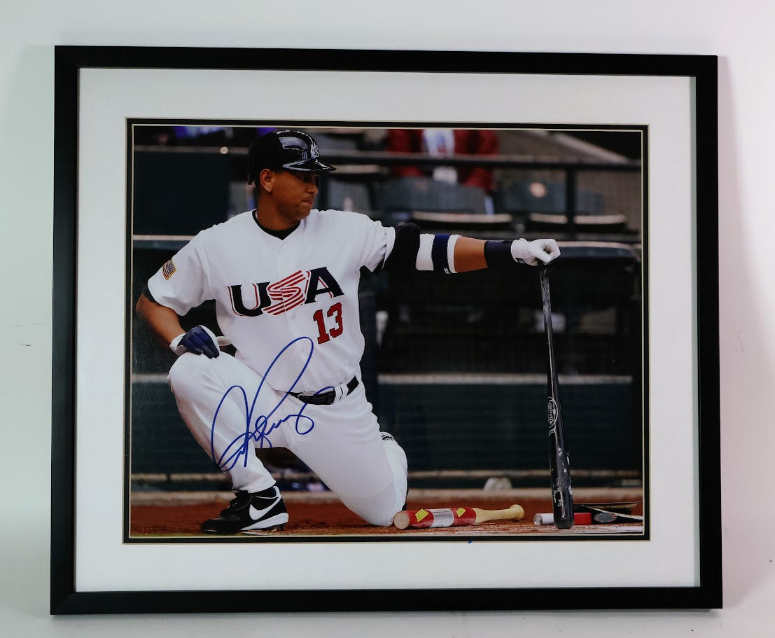 Alex Rodriguez Autographed Team USA 16x20 Photo Framed Steiner COA