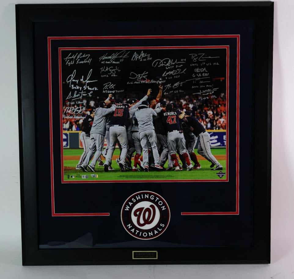 2019 Washington Nationals WS Team Autographed Photo Framed Fanatics COA