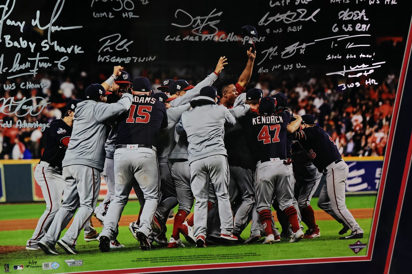 2019 Washington Nationals WS Team Autographed Photo Framed Fanatics COA