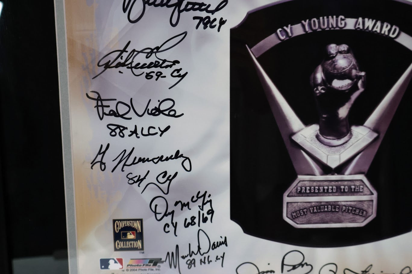 Cy Young Award Winner Multiple Autographs With Koufax 16x20 Photo Framed PSA LOA