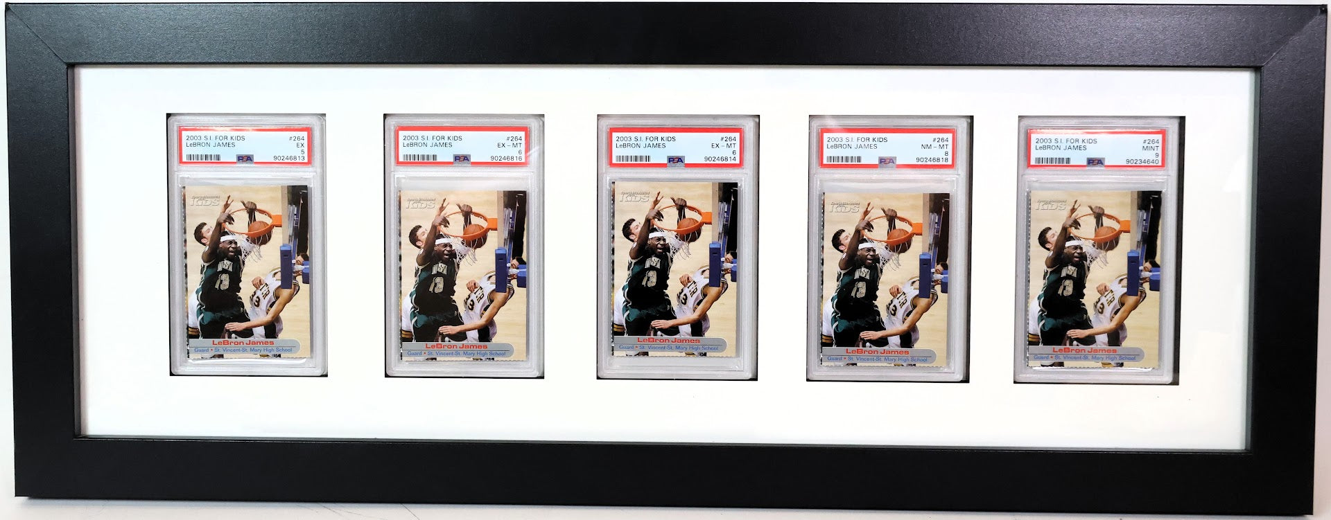 Lebron James SI Kids Cards (Graded 5-9) Framed (PSA Graded)