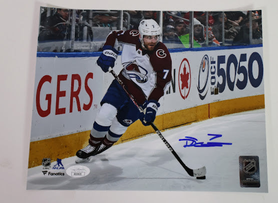Devon Toews Autographed 8x10 Photo White Jersey JSA Authentication