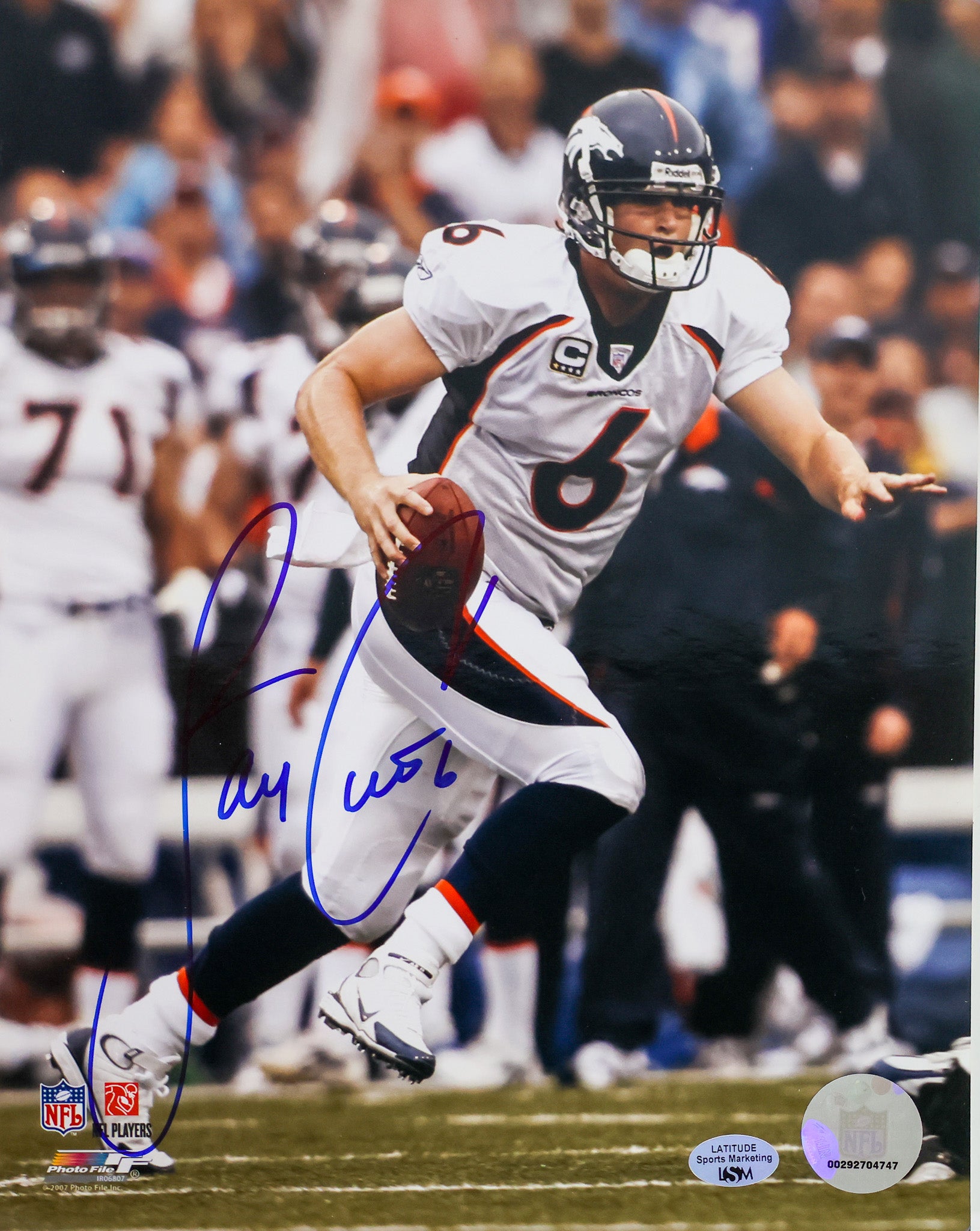 Jay Cutler Autographed 8X10 Photo Denver Broncos White Jersey