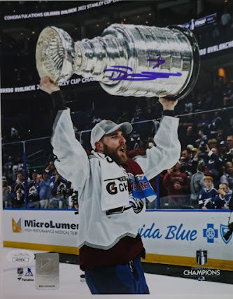 Devon Toews Autographed 8X10 Photo Hoisting Stanley Cup - With JSA