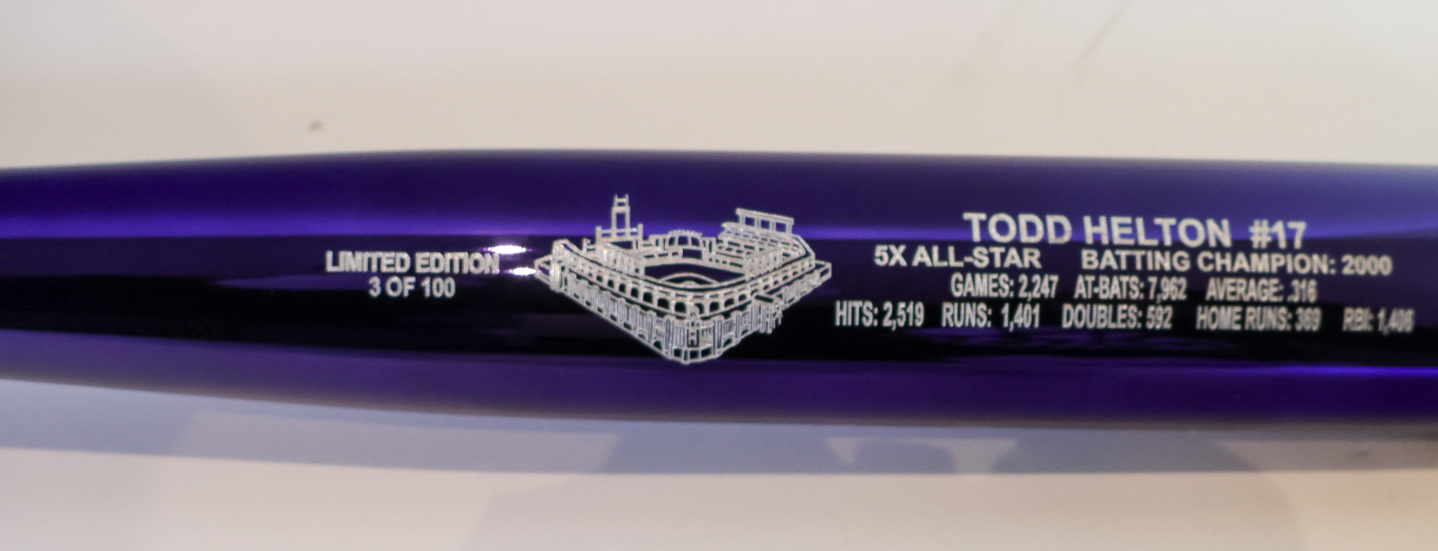 Todd Helton Hall of Fame Purple Chrome Bat #3/100