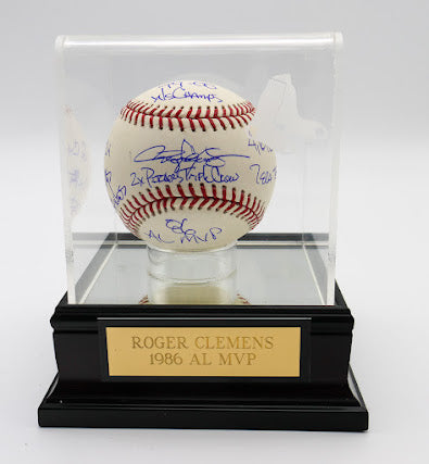 Roger Clemens "86 AL MVP" "2x Cy 11X AS 354 Wins 2X Pitchers Triple Crown" "4,672 Ks 7 ERA titles" "99-00 WS Champs"