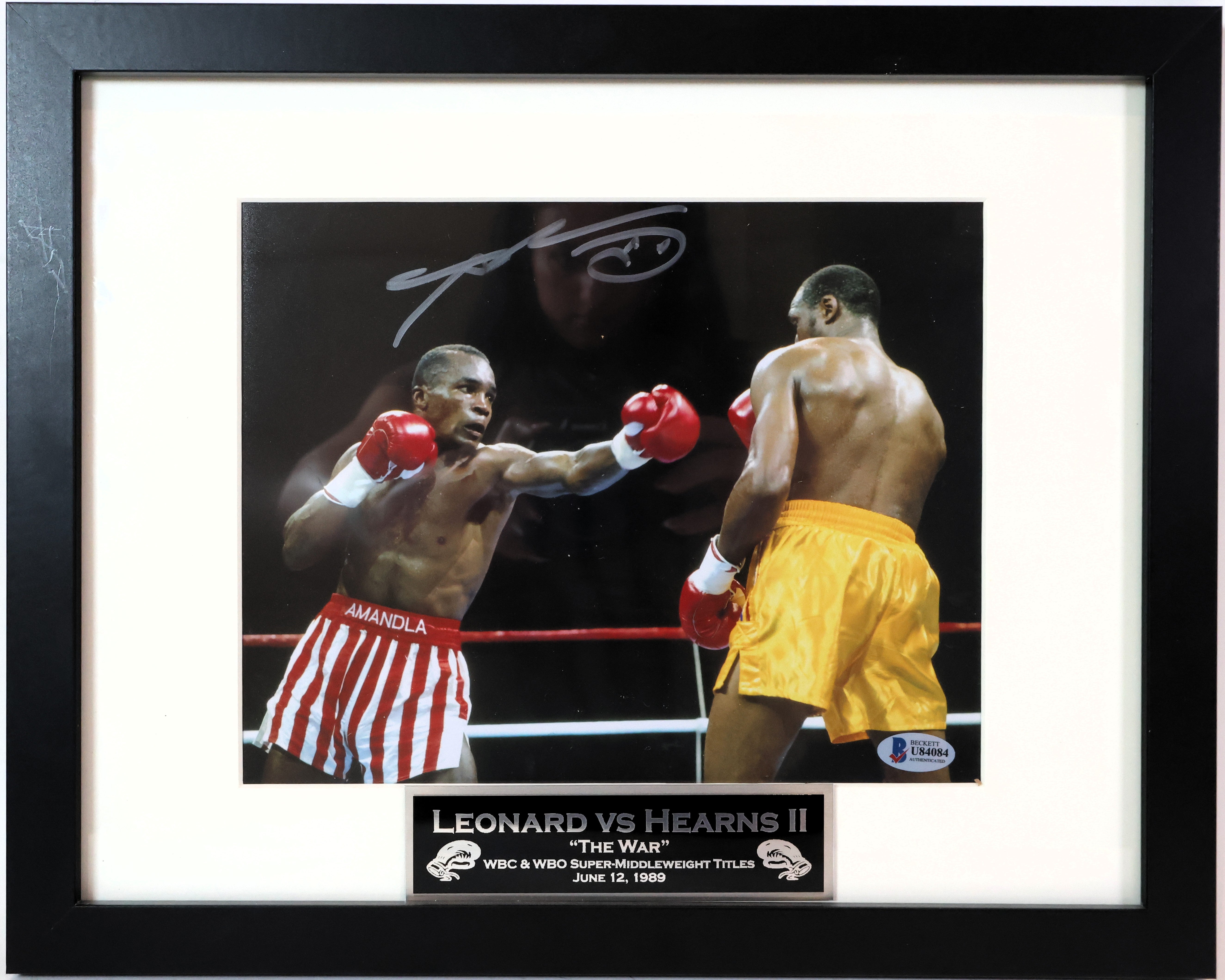 Sugar Ray Leonard Autographed 8x10 Photo Framed Beckett COA