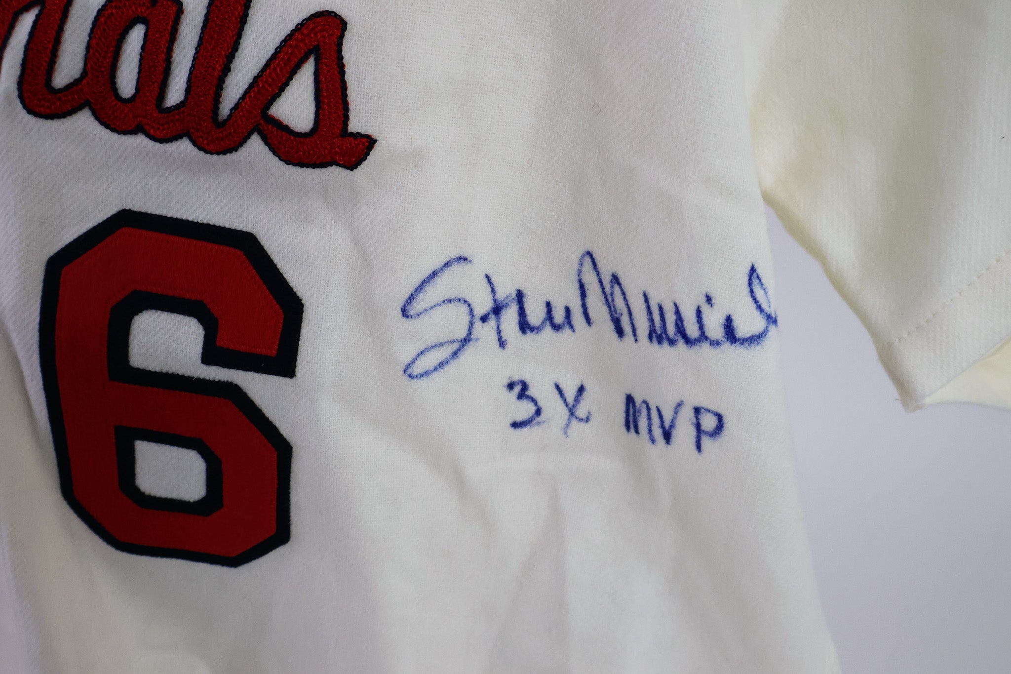 Stan Musial St Louis Cardinals Autographed Mitchell & Ness Jersey Inscribed "3x MVP"