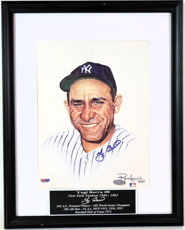Yogi Berra Autographed 8x10 Portrait Framed PSA COA