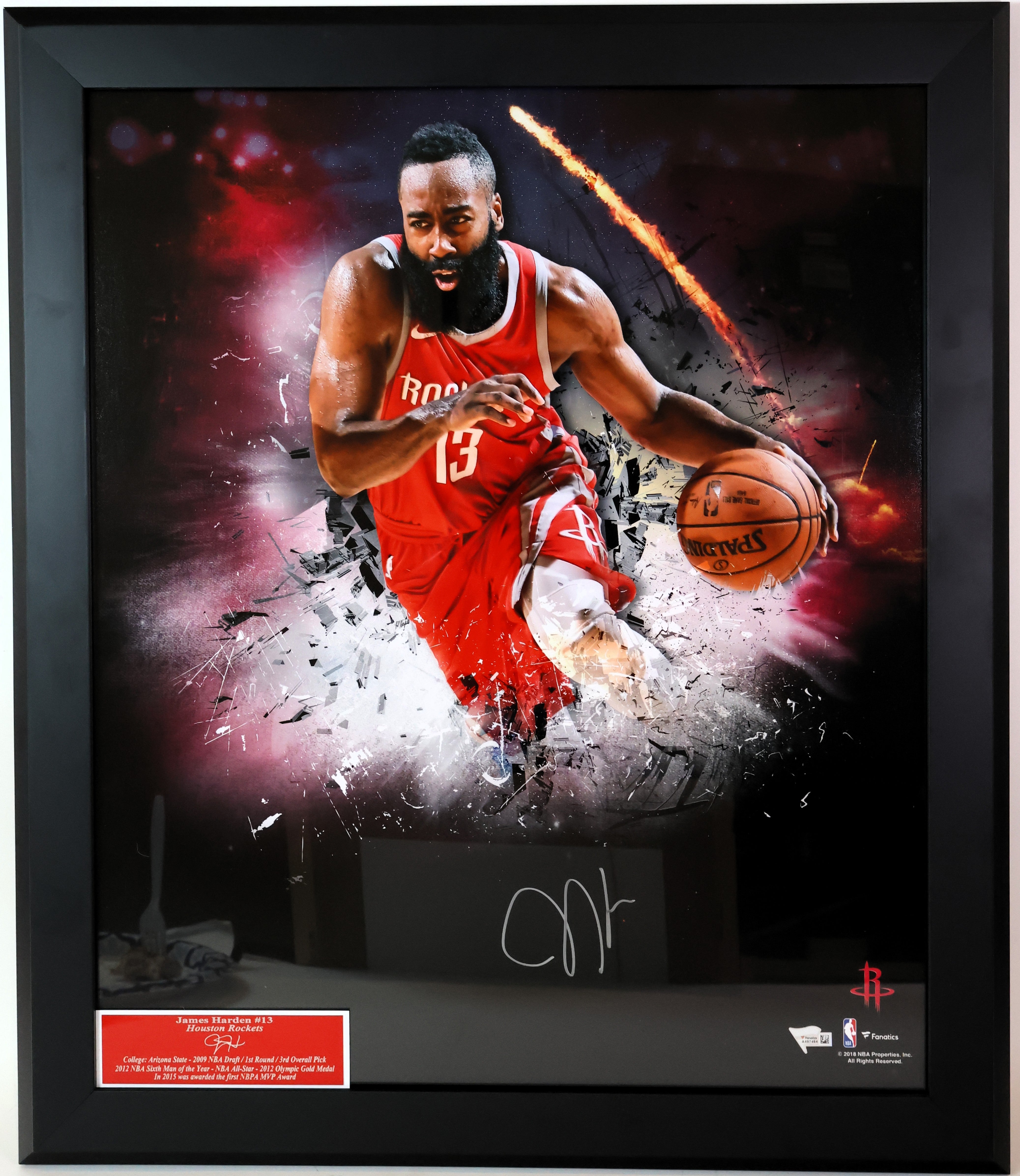 James Harden Autographed 20x24 Photo Framed Fanatics COA