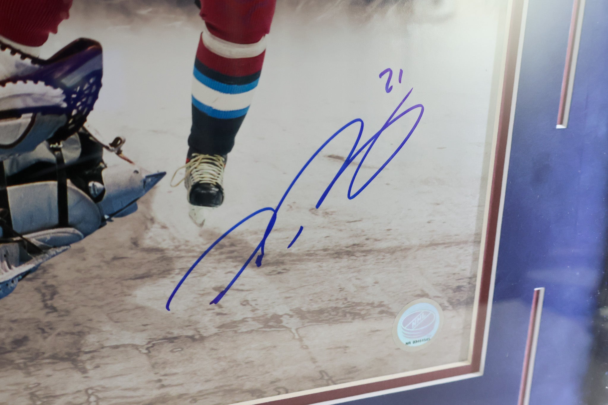 Joe Sakic & Peter Forsberg Autographed 16x20 Limited 74/333 with Patrick Roy Autographed Hockey Puck (JSA COA) Lighted Shadow Box