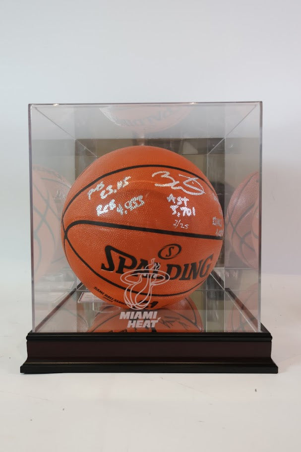 Dwayne Wade Autographed Spalding Basketball w/ Inscriptions and w/ Case Fanatics COA