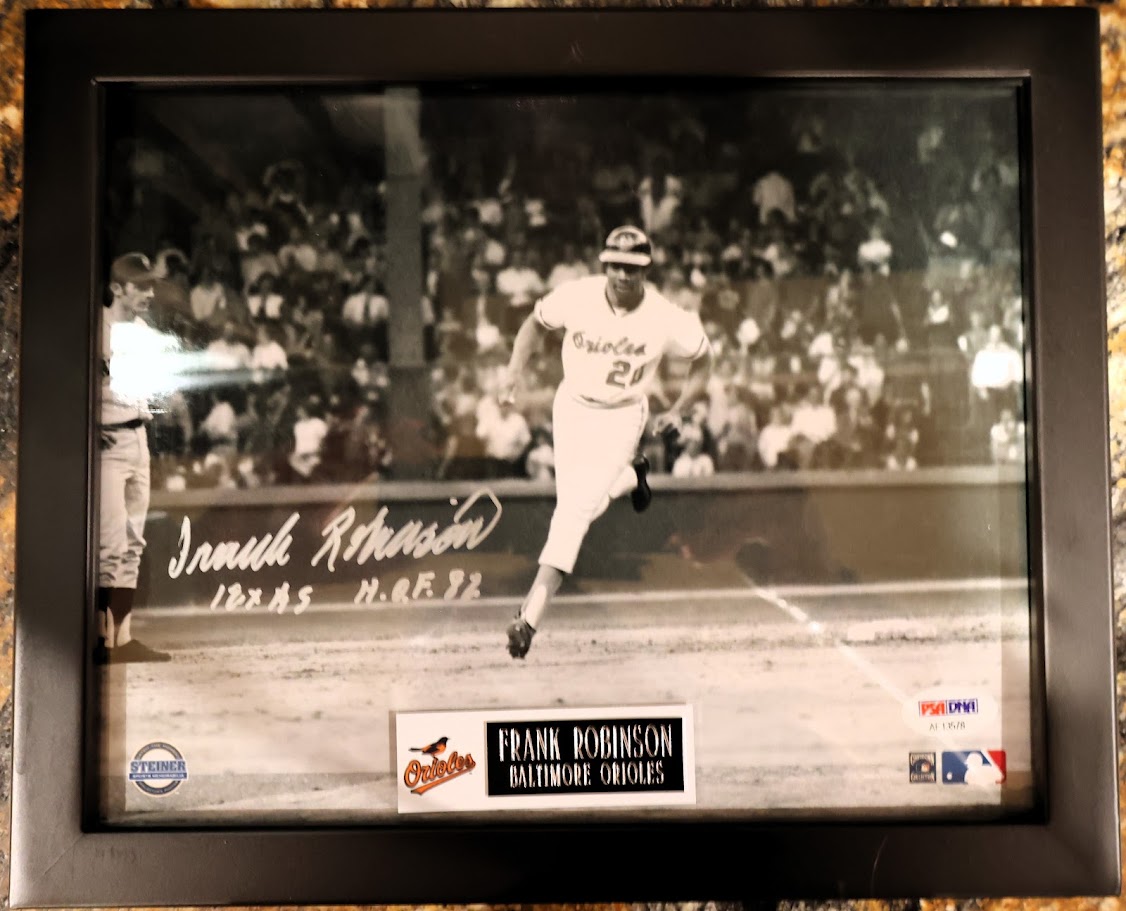 Frank Robinson Autographed 8x10 Photo w/ Inscriptions Framed PSA COA