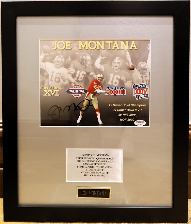 Joe Montana Autographed 8x10 Photo Framed - Joe Cool 49ers Legend PSA/DNA COA
