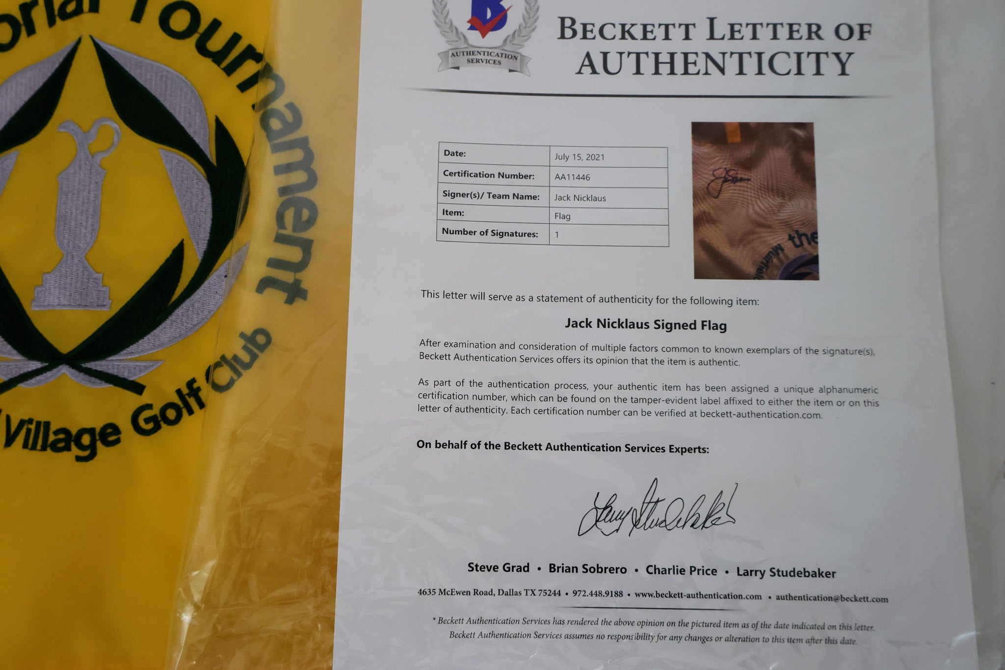 Jack Nicklaus Autographed Flag